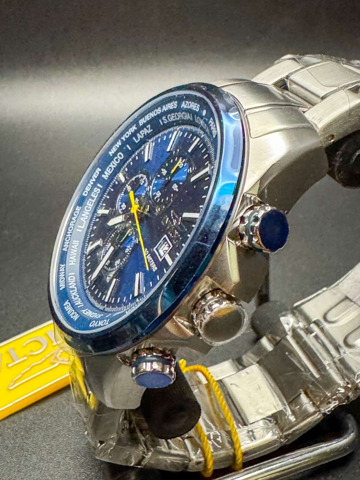 Invicta 50mm Aviator Interceptor Chronograph All Stainless Steel Blue Dial 47818