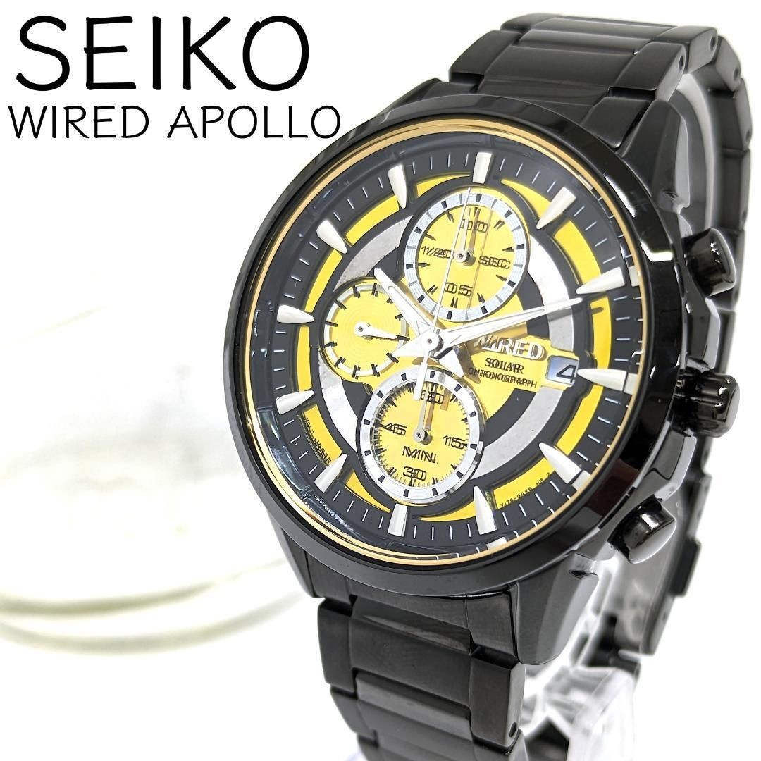 SEIKO WIRED Apollo Solar Chronograph Watch Black Gold Used