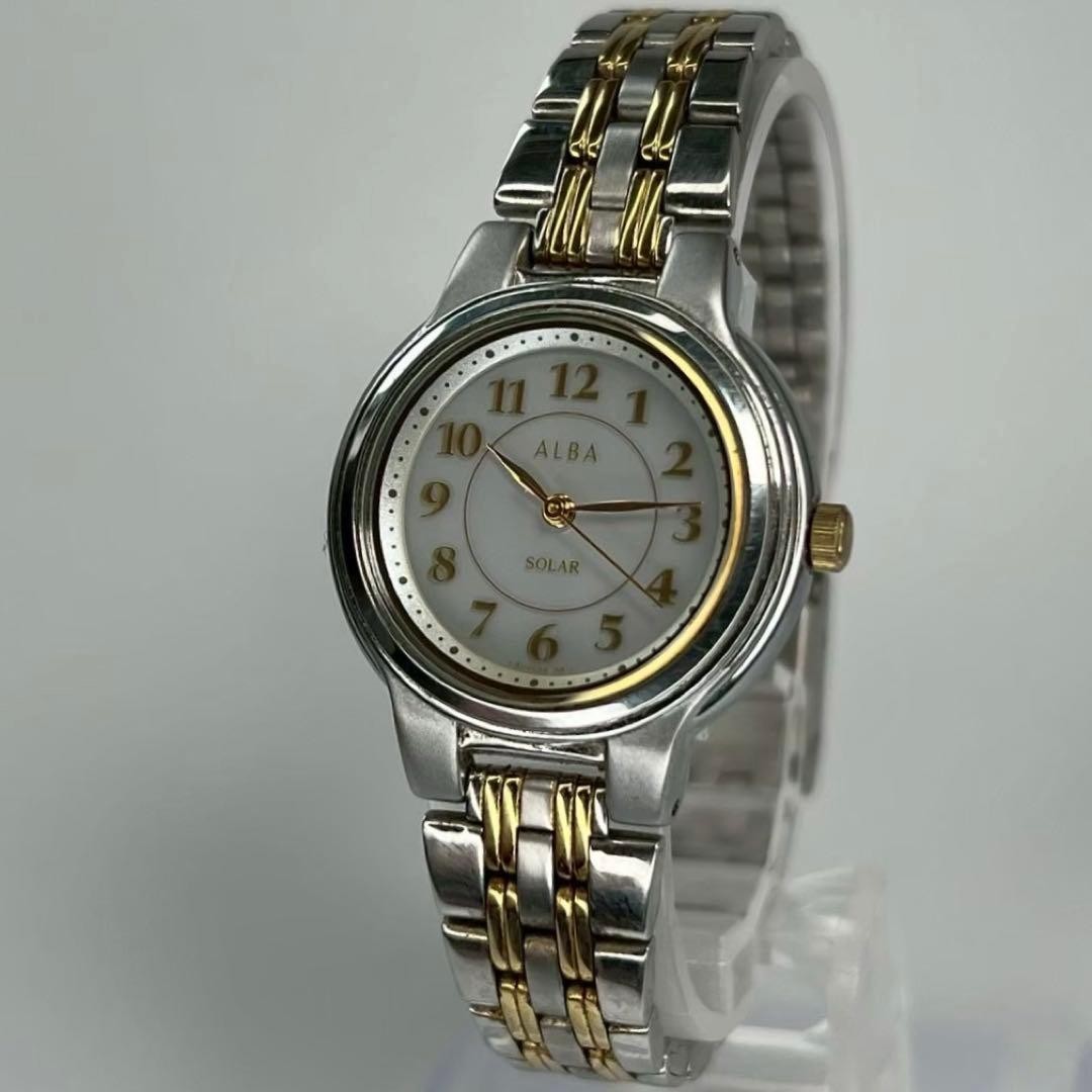 Seiko Alba Solar Powered Ladies Watch 27mm White Arabic Numeral Dial JDM