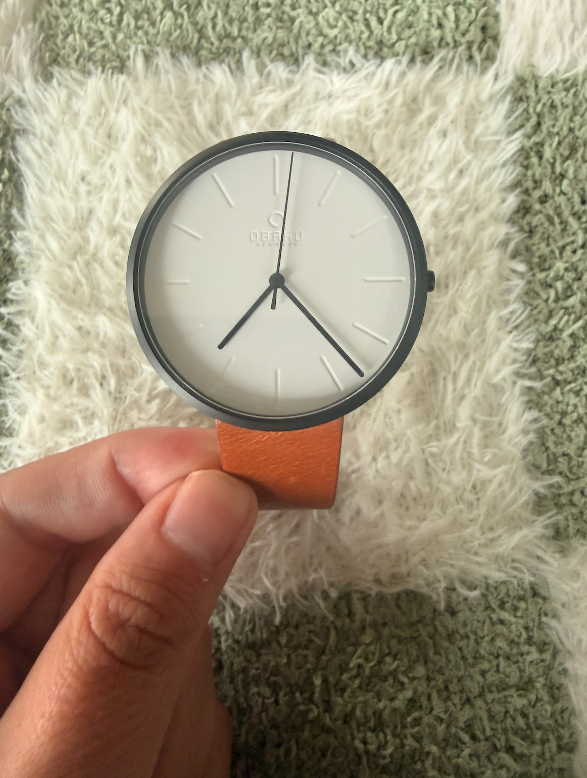 Obaku Denmark Men’s Minimalist Black White Dial Brown Leather Watch Needs Batter