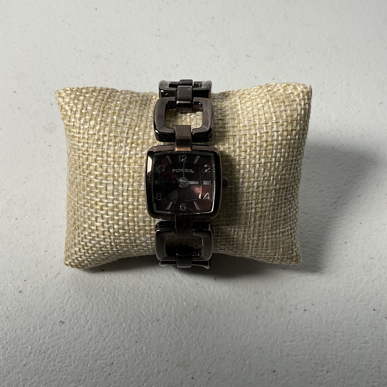Fossil ES-1895 F2 Women’s Gunmetal Stainless Steel Quartz Tank Wristwatch
