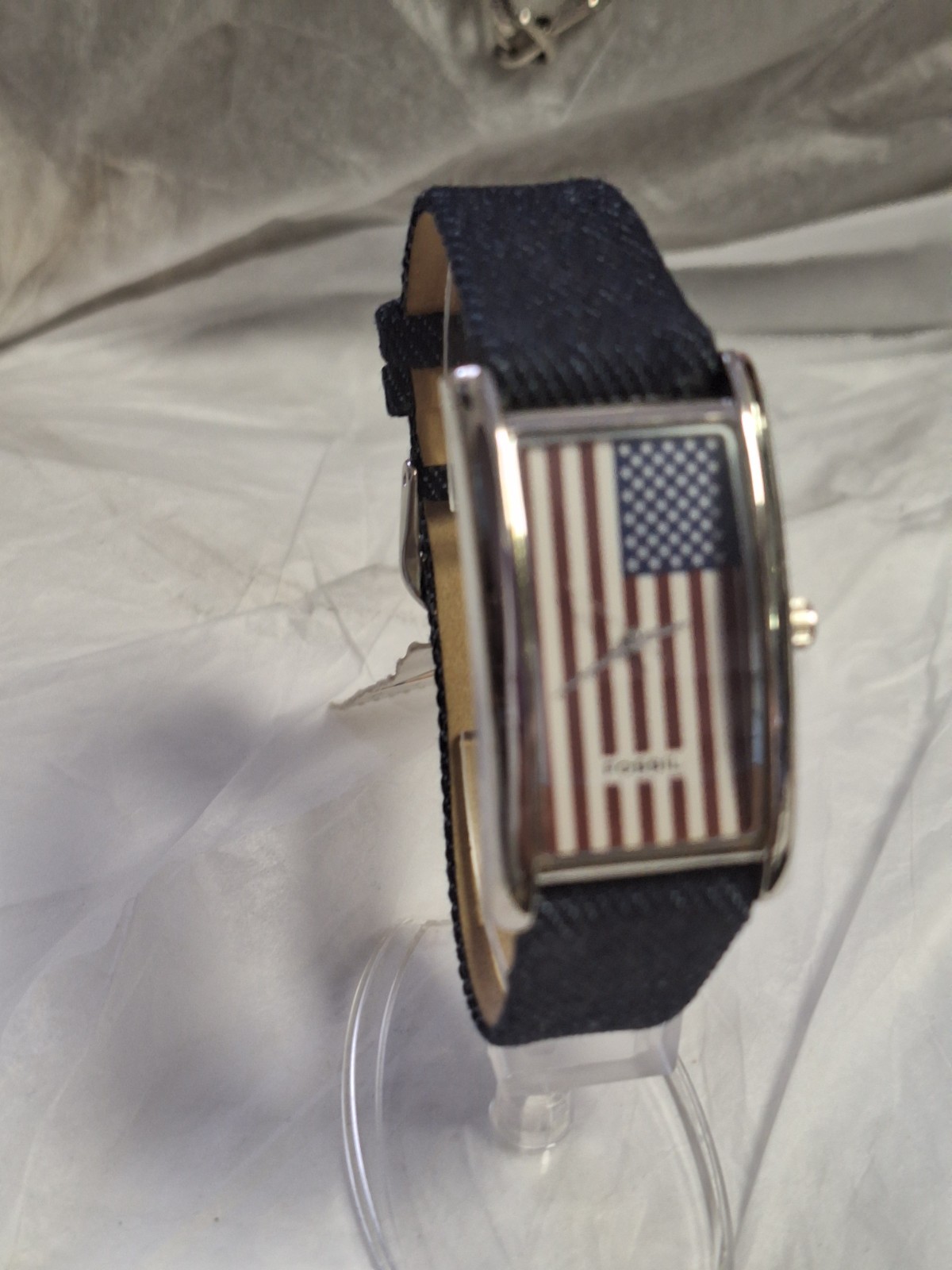 Fossil F2 Ladies Three-Hand Navy Leather USA Flag Watch ES9167