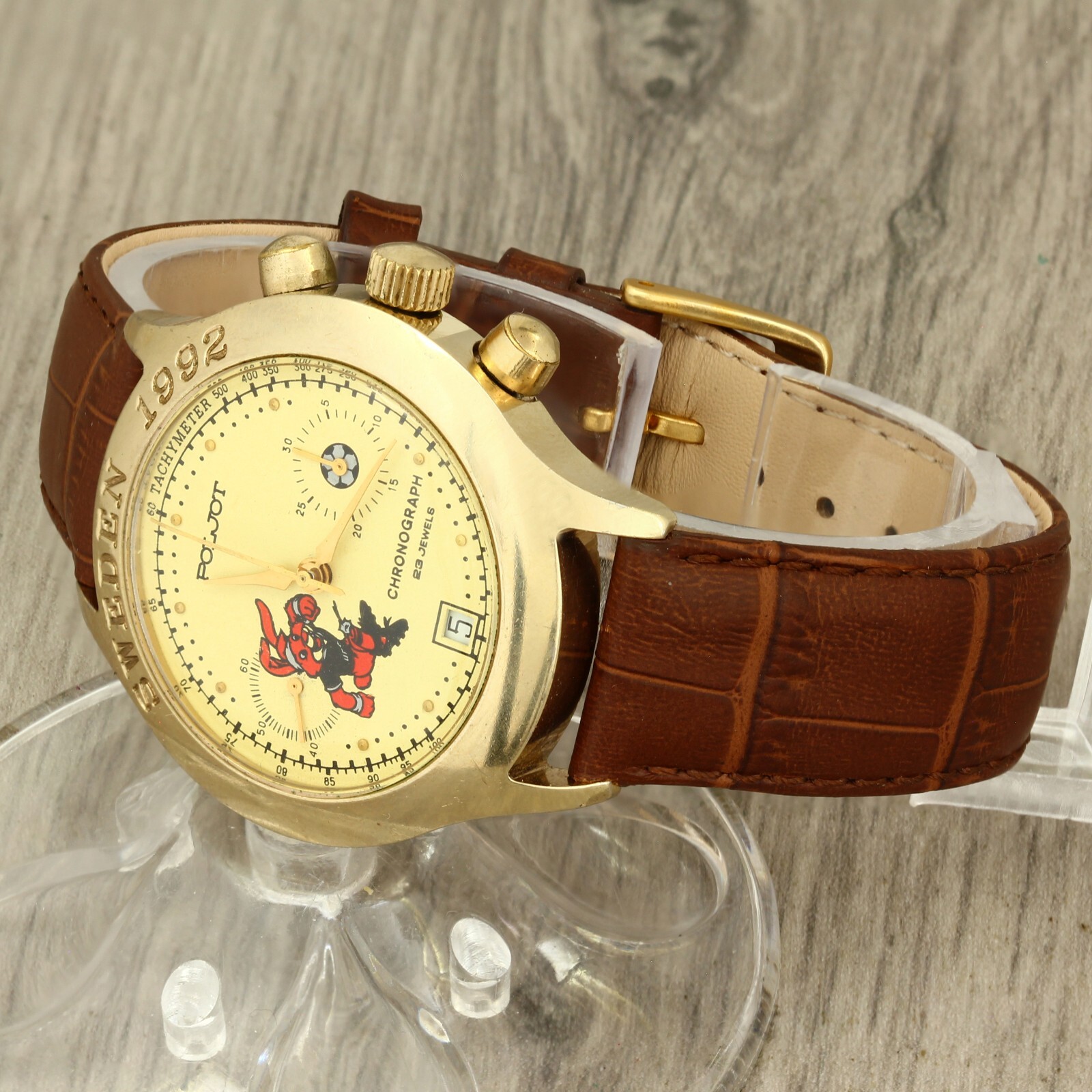 Poljot 3133 Sweden 1992 UEFA European Football Championship chronograph watch
