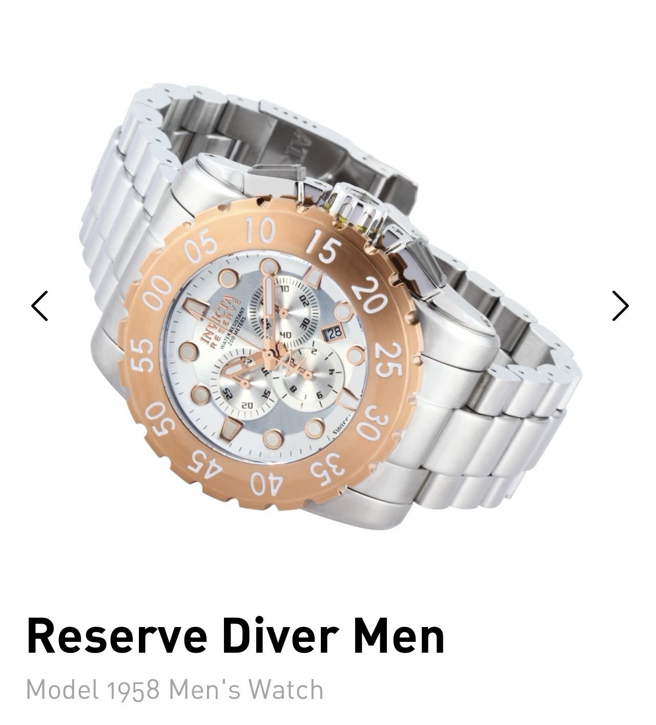 Invicta Reserve Diver Men Model 1958 Men’s Watch Swiss Made, Never Worn.