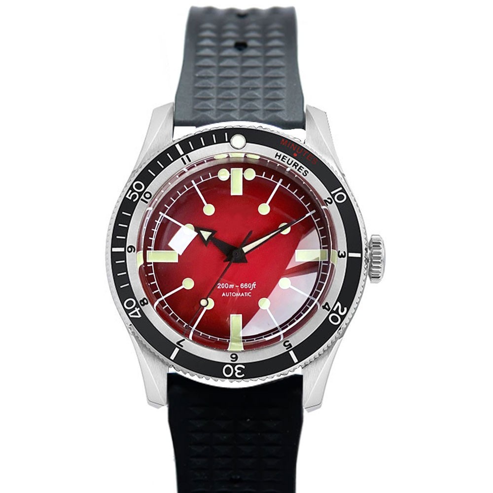 Red 40mm Miyota 8215 Automatic Diver Men Watch 20ATM Waterproof Domed Sapphire