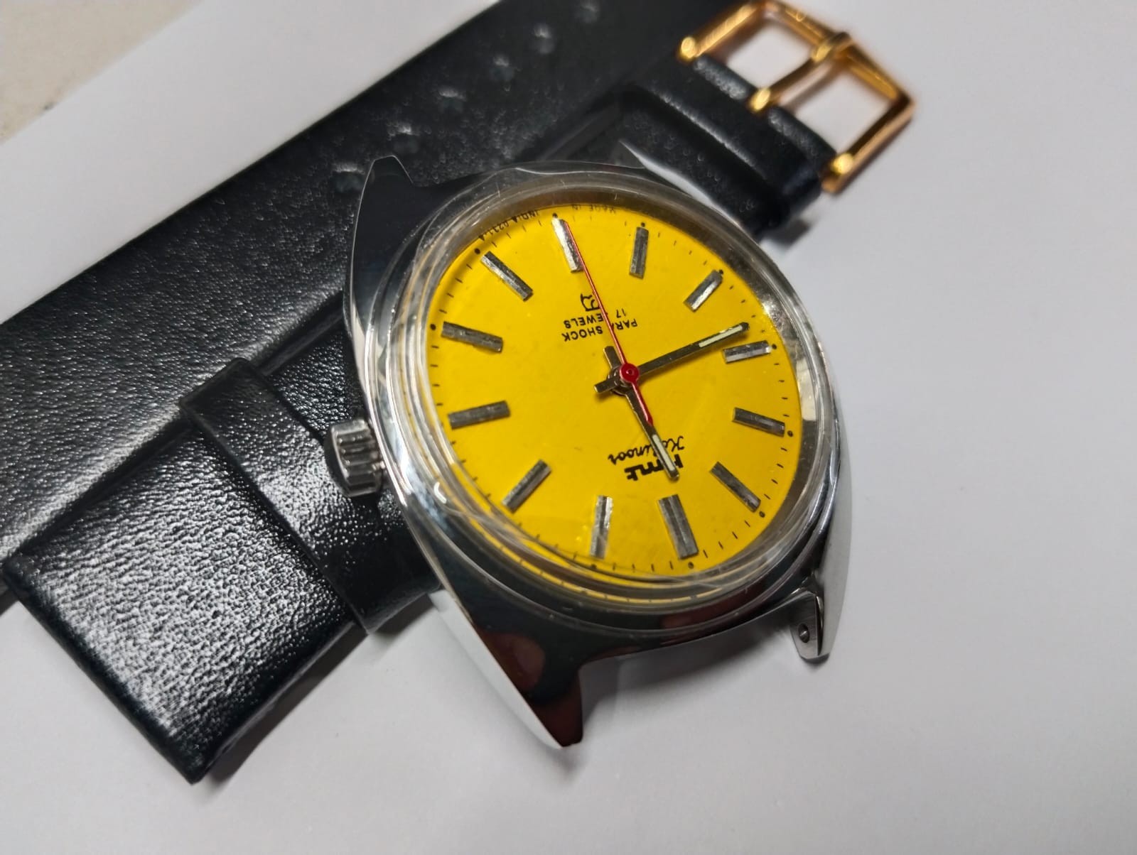 Used HMT Men’s Manual Stealth Black Wrist Watch Classic HMT Kohinoor Yello Watch