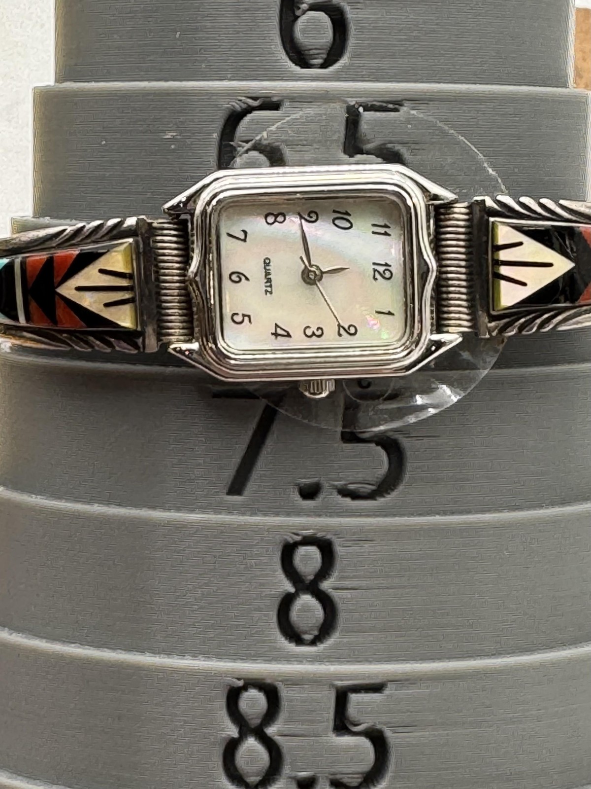 C.W. Sterling Womens Watch 21mm White Dial Multicolor Inlay Band Quartz 2035