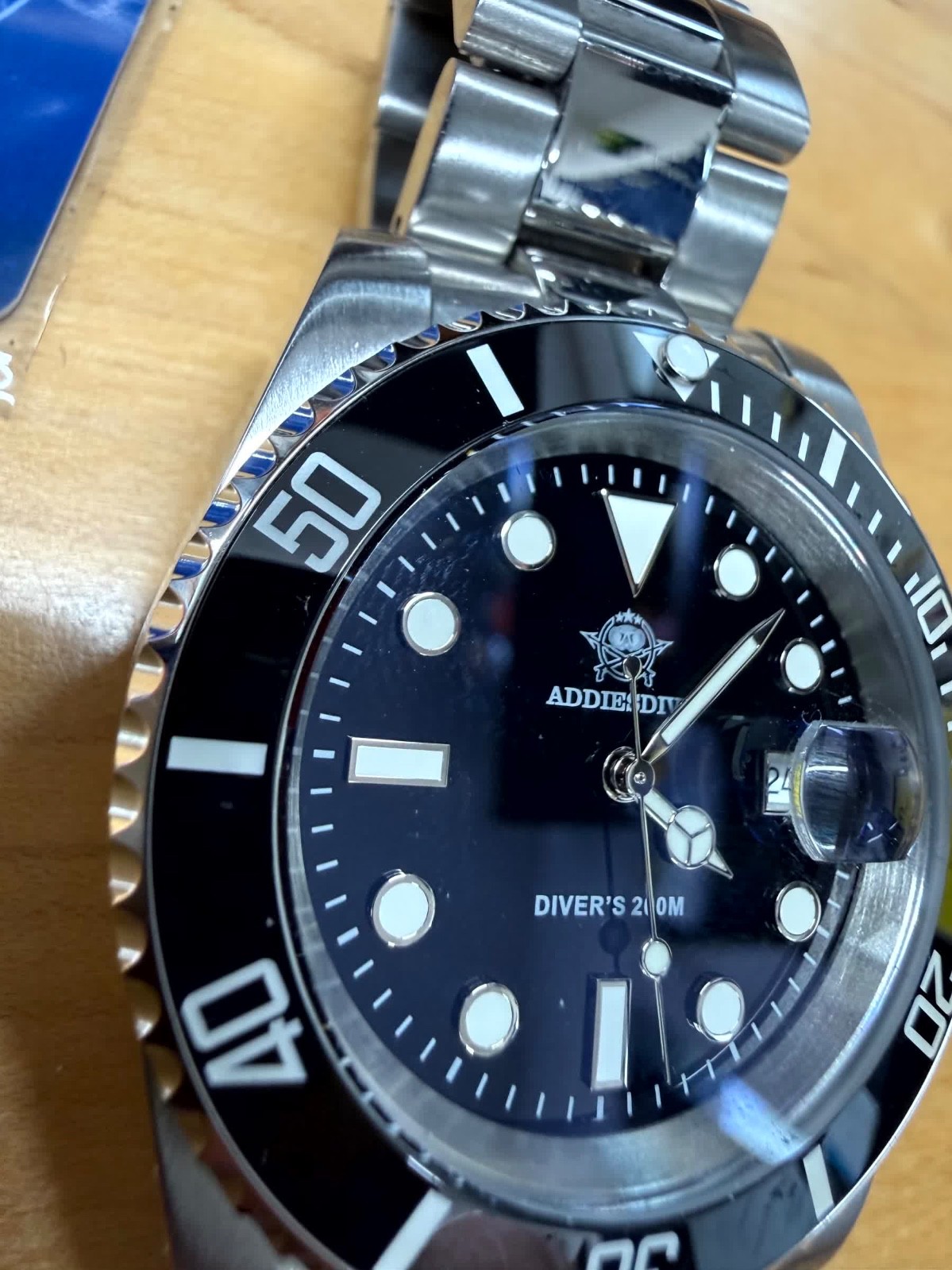 ADDIESDIVE ALL STEEL BLACK CERAMIC 41mm QUARTZ WATCH 200m BGW9
