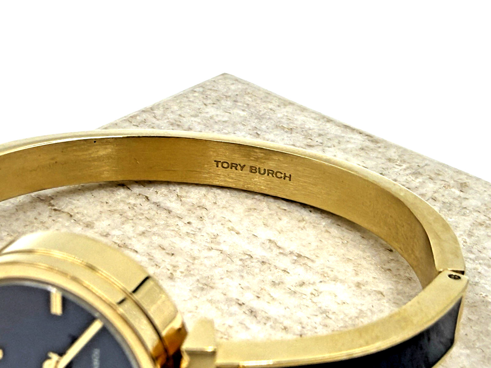 Womens Tory Burch Kira TBW1400 Navy Blue Gold Tone Stainless Steel Bangle Watch