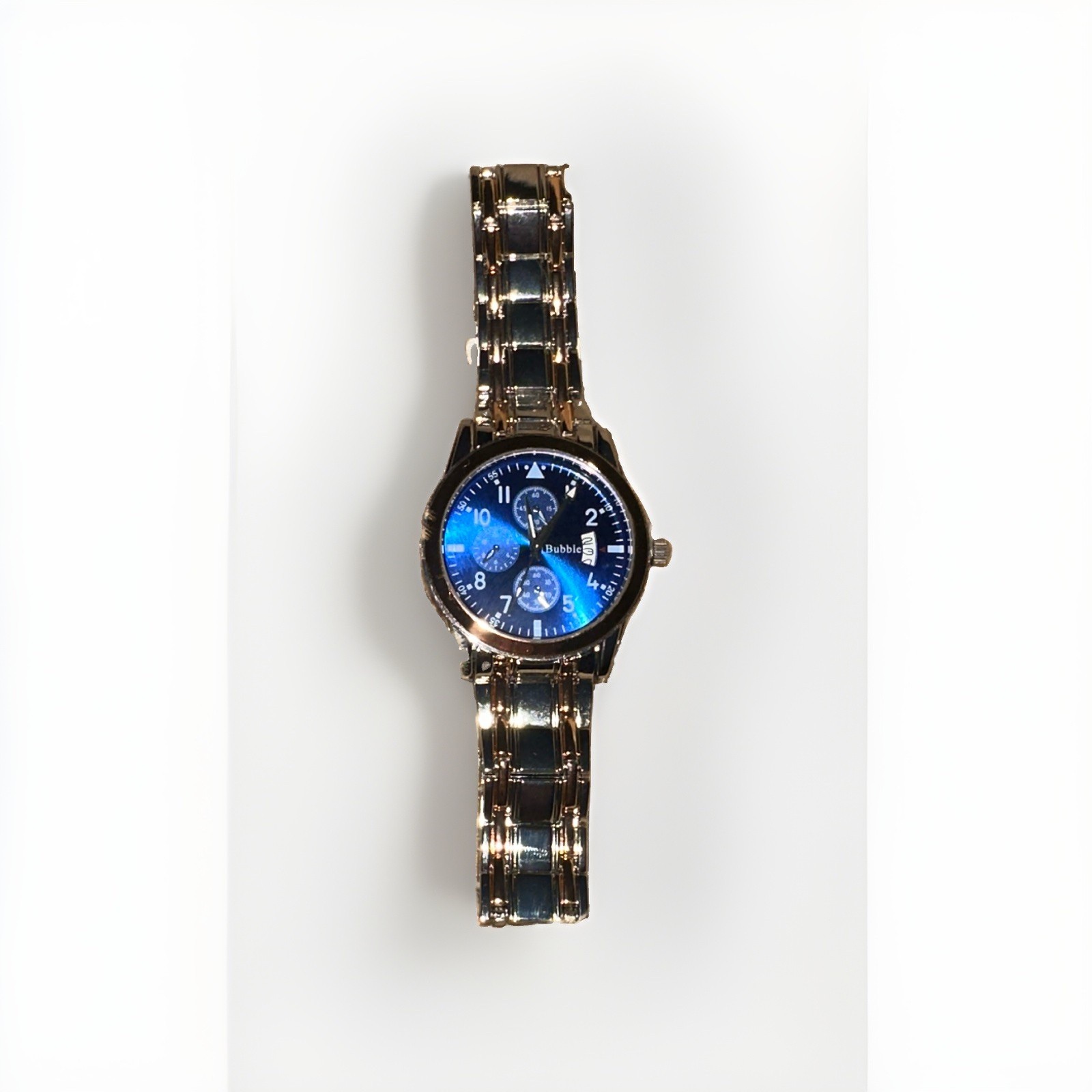 Bubble Women’s Gold-Tone Round Analog Watch, Blue Gradient Dial, Quartz Date