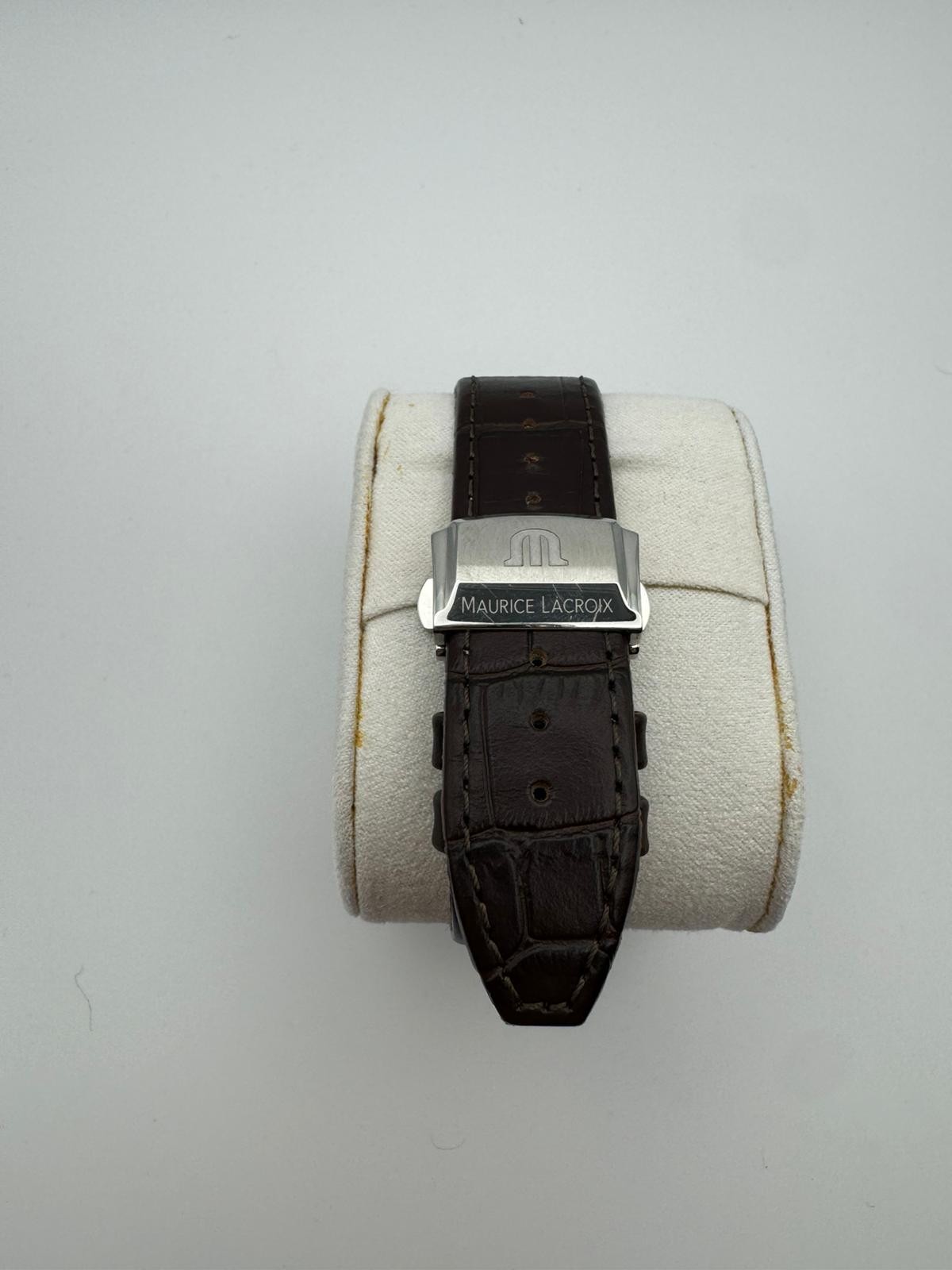 Men’s Maurice Lacroix Aikon Chronograph Watch 46mm Brown Leather Strap Al1018