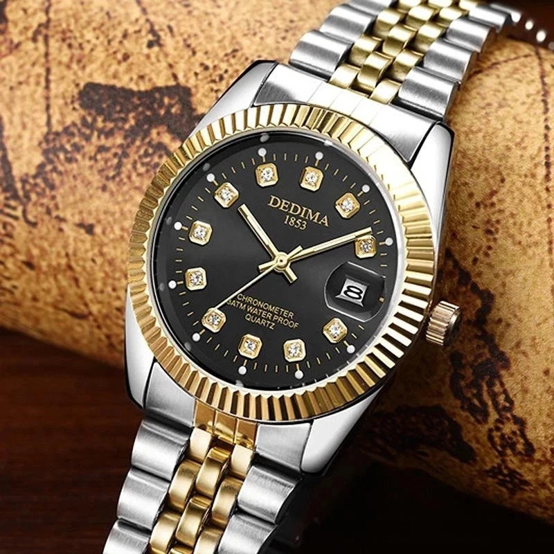 DEDIMA 1853 Mens Luxury Watch Quartz Water Resistant Wrist Watch Mens Fashion
