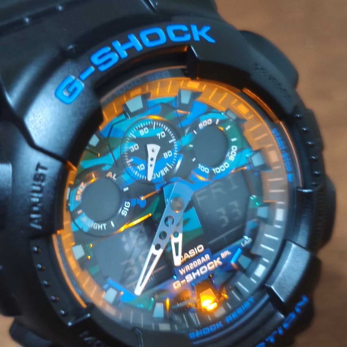 Casio G-Shock GA-100CB-1AJF Blue Camo Watch Pre-Owned
