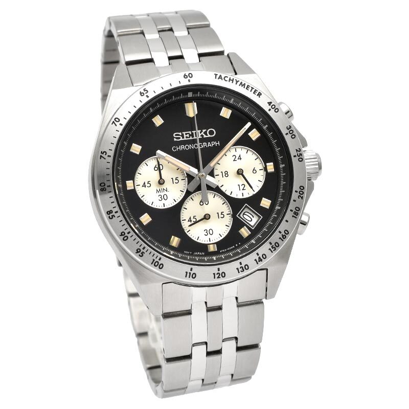 SEIKO SELECTION SBTR047 Stainless Steel Chronograph Quartz Black Dial 41mm Watch