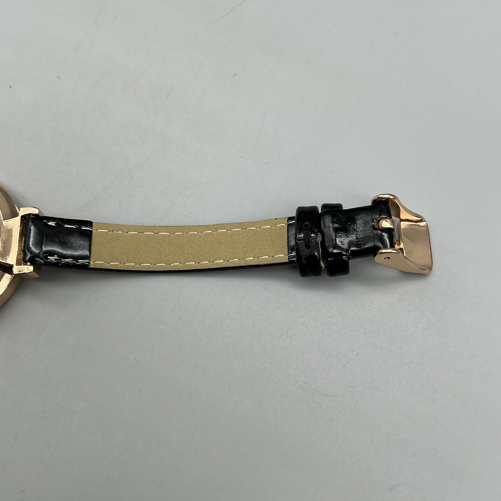 Strada Womens Dress Watch 35mm Cream Dial Faceted Crystal Bezel Black Strap