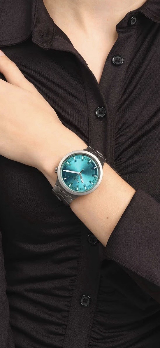New Swatch Irony Big Bold AQUA SHIMMER Men Steel Watch 47mm SBO7S100G $230