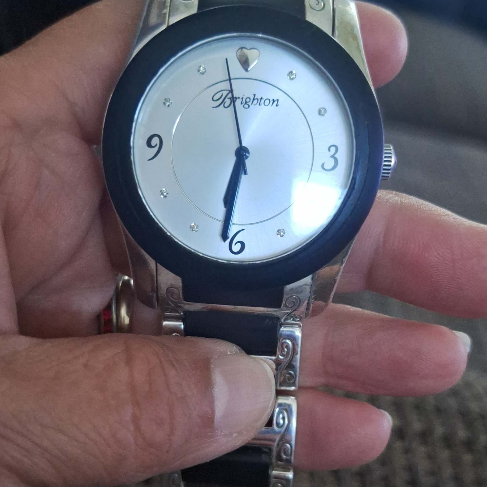 Brighton Brooklyn Women’s Quartz Analog Watch White Dial Black/Silver Bracelet