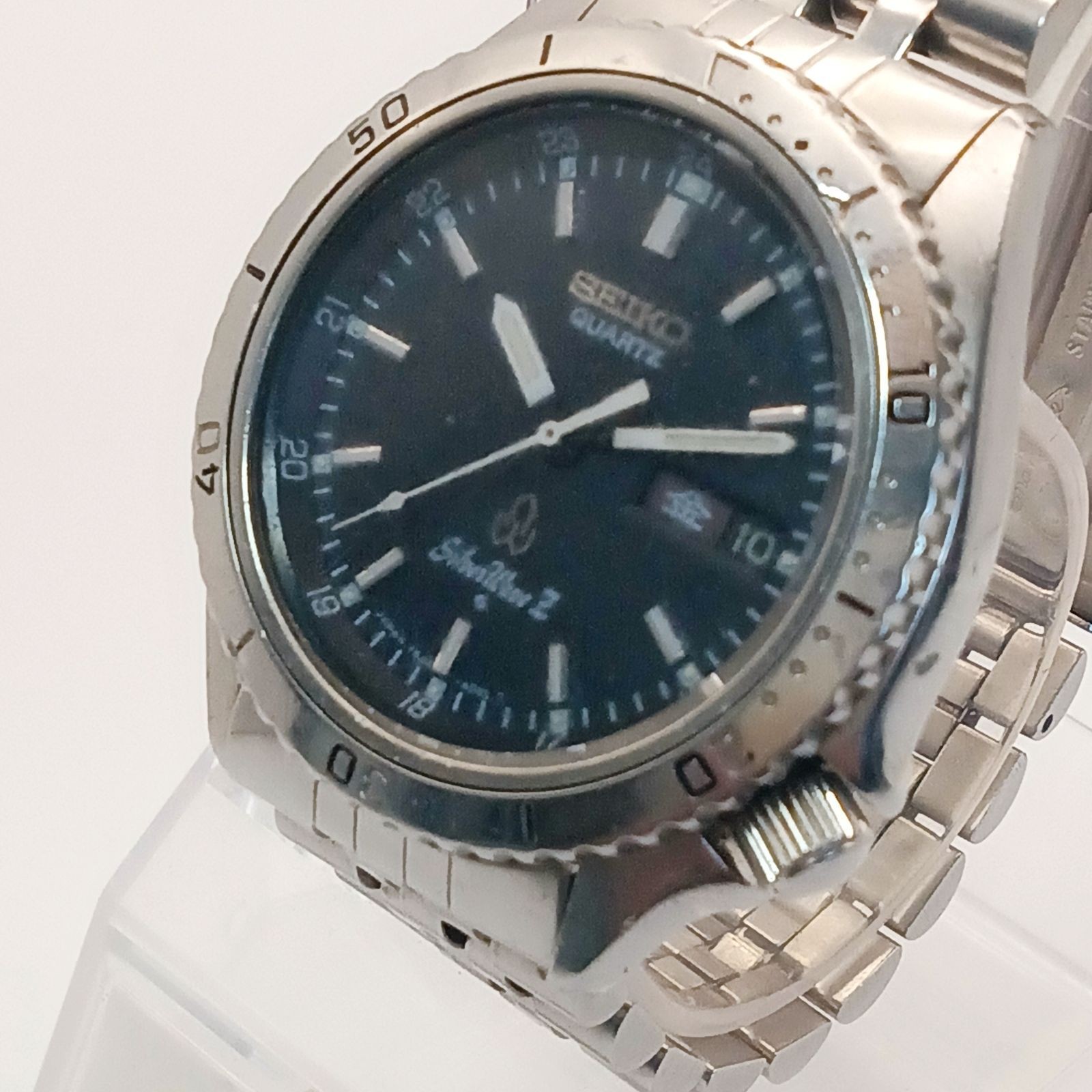 SEIKO Silver Wave Z Diver Style Quartz Watch Black Dial 1970’s Used Japan