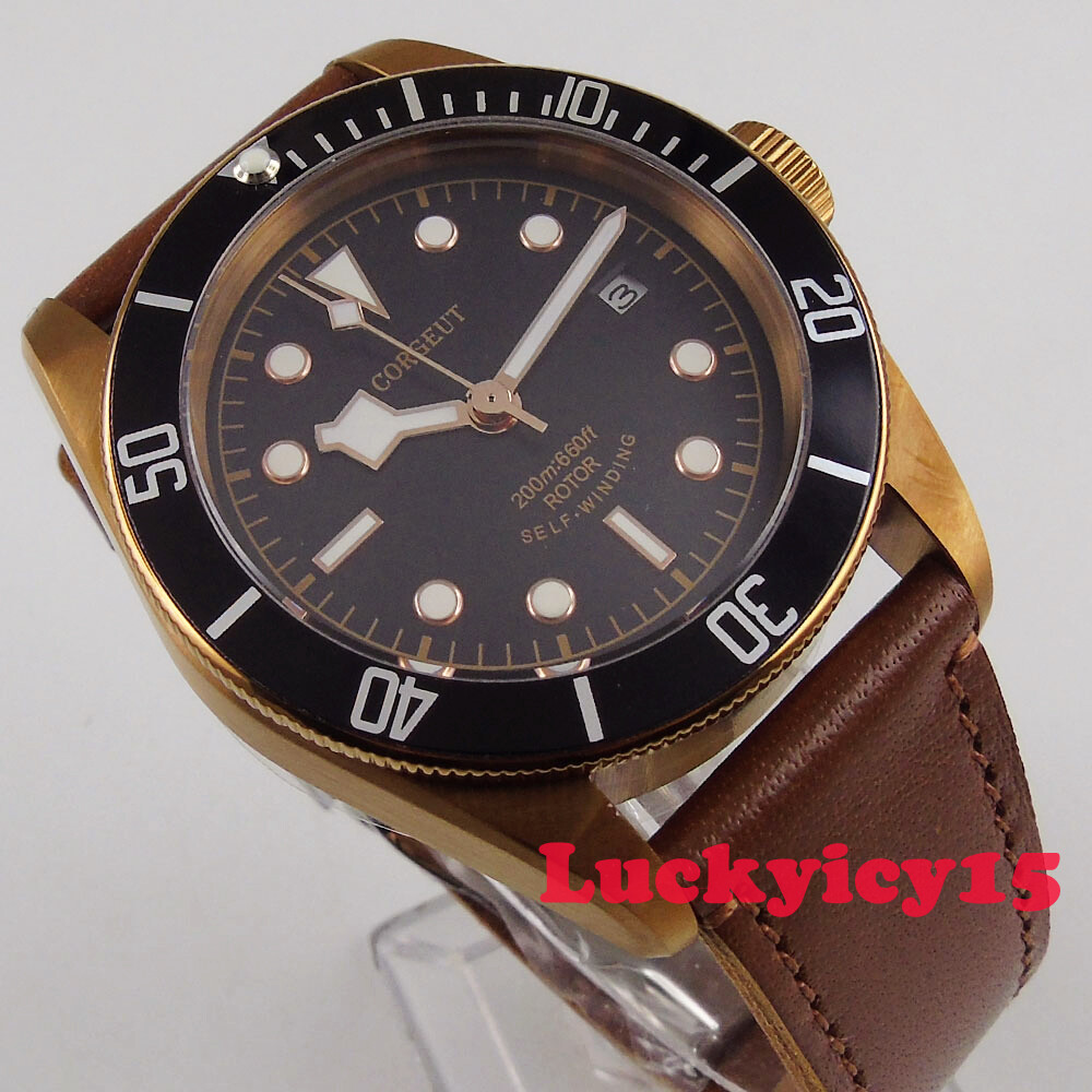 41mm Corgeut Automatic men’s watch Miyota NH35A movement Bronze coated case DATE