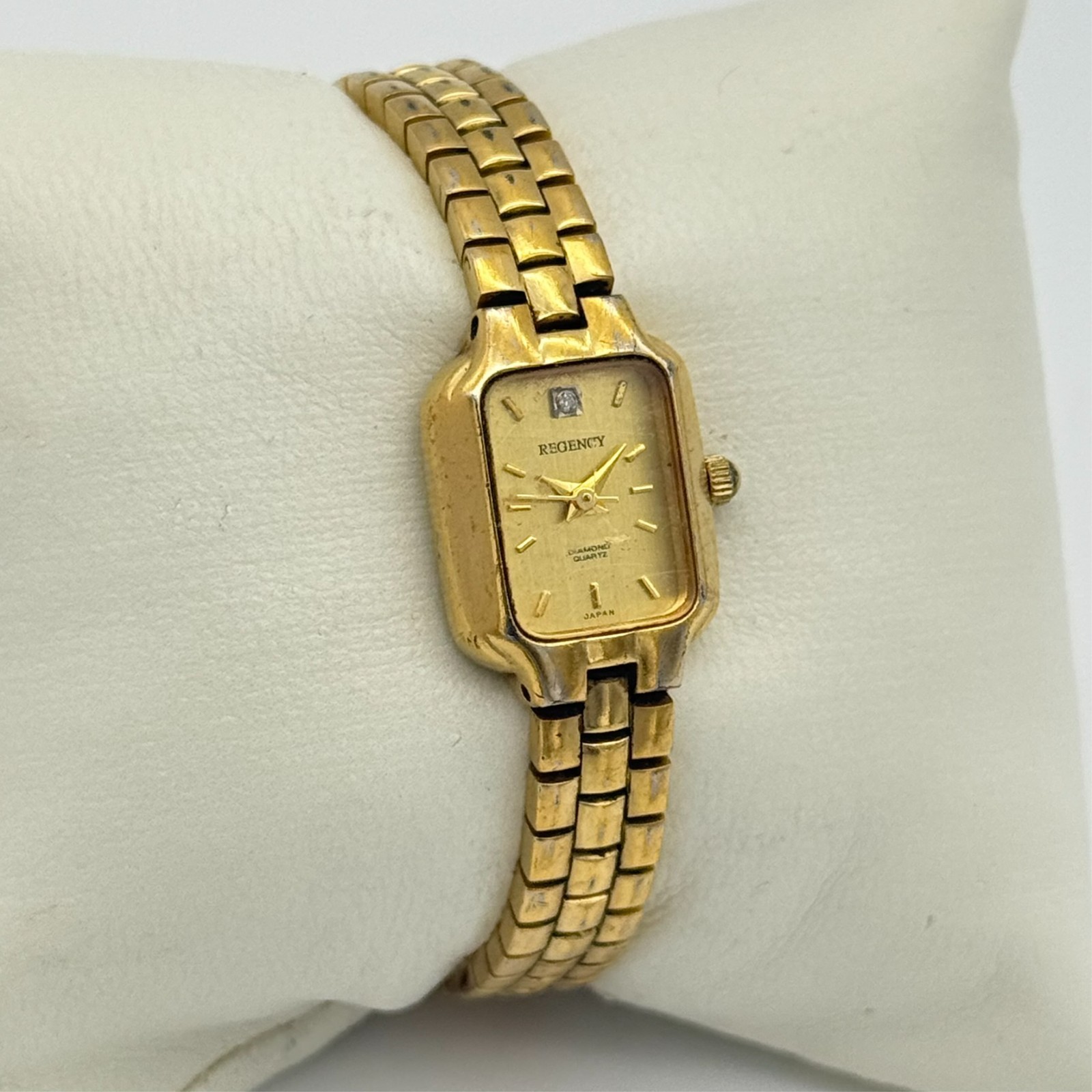 Women’s REGENCY Diamond Accent Gold Tone Petite Bracelet Watch, 16mm Quartz Runs