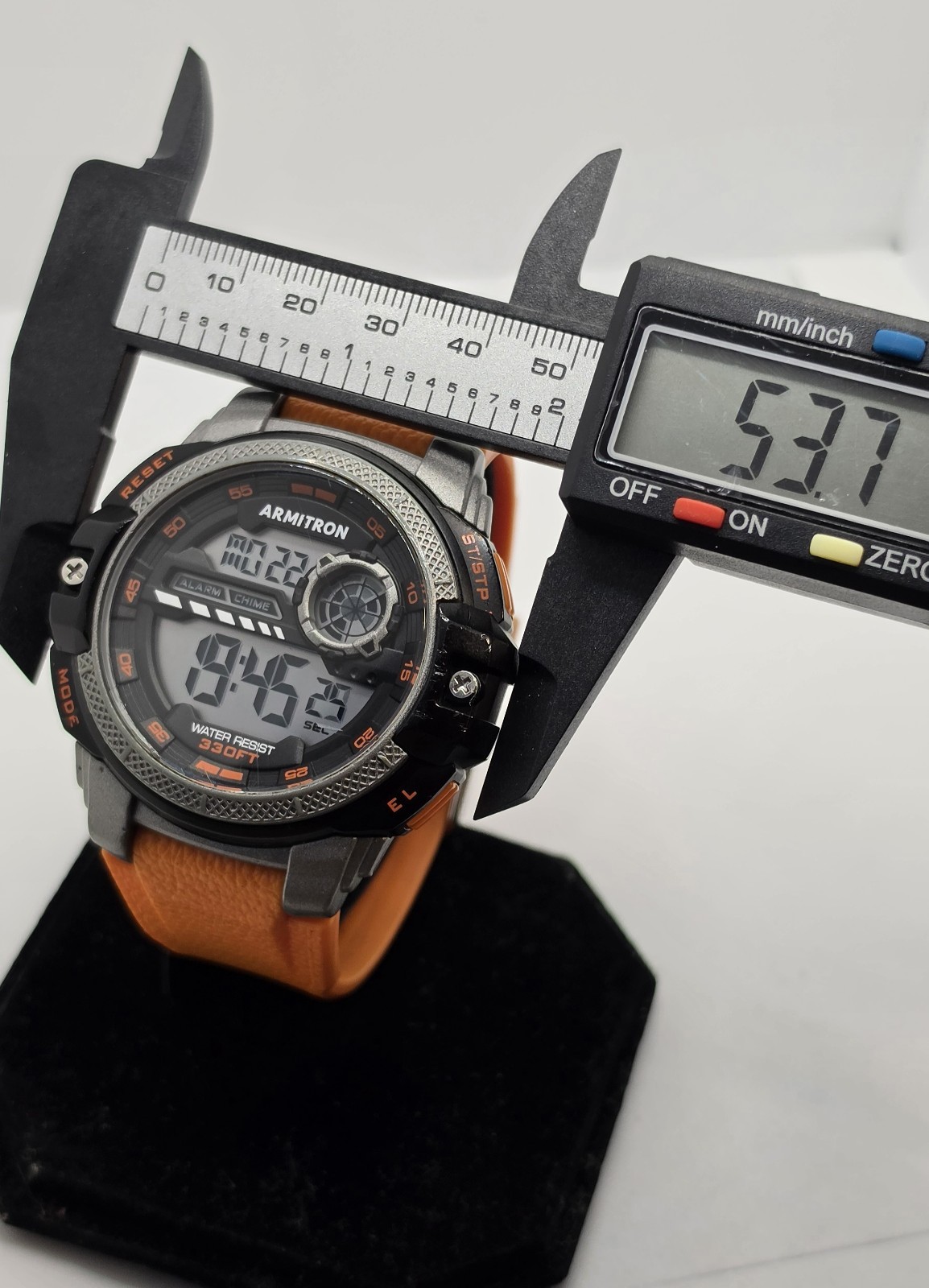 Armitron Sport Digital Watch Orange Black Gray 53mm WR330FT Alarm Chronograph
