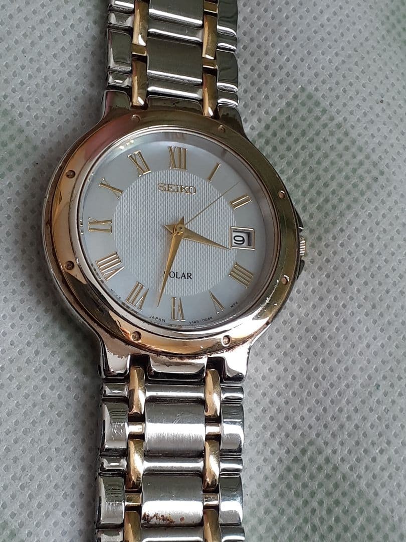 SEIKO SOLAR Watch, Two-Tone Color, Date