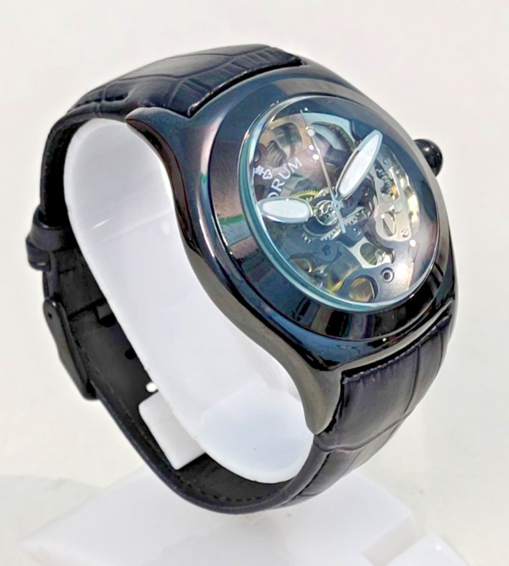 Luxury Corum Skeleton Automatic Black Dial Leather Strap Swiss Wrist Watch Man’s