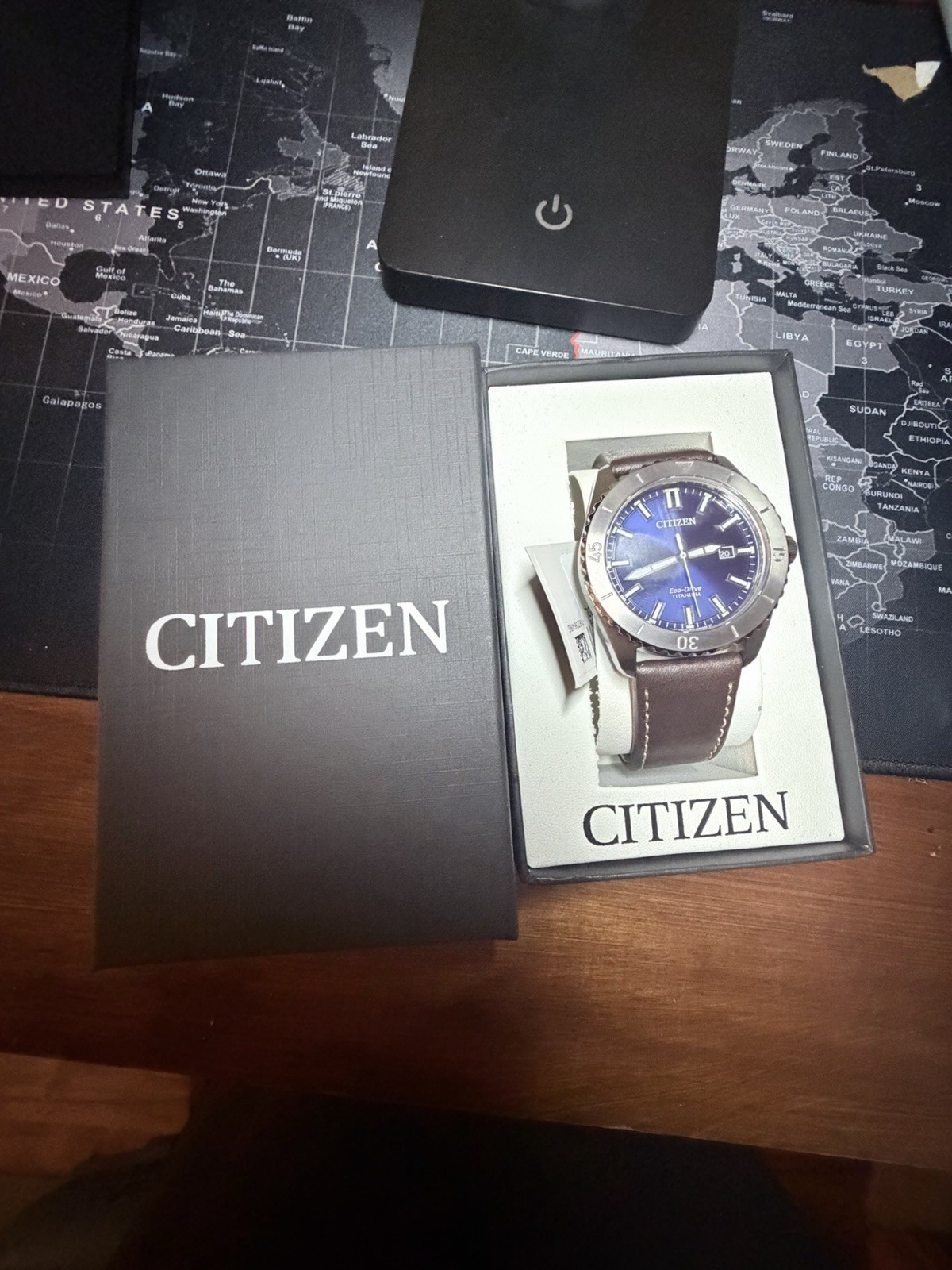 Citizen Eco-Drive Blue dial Brown Leather watch 41MM AW1840-09L