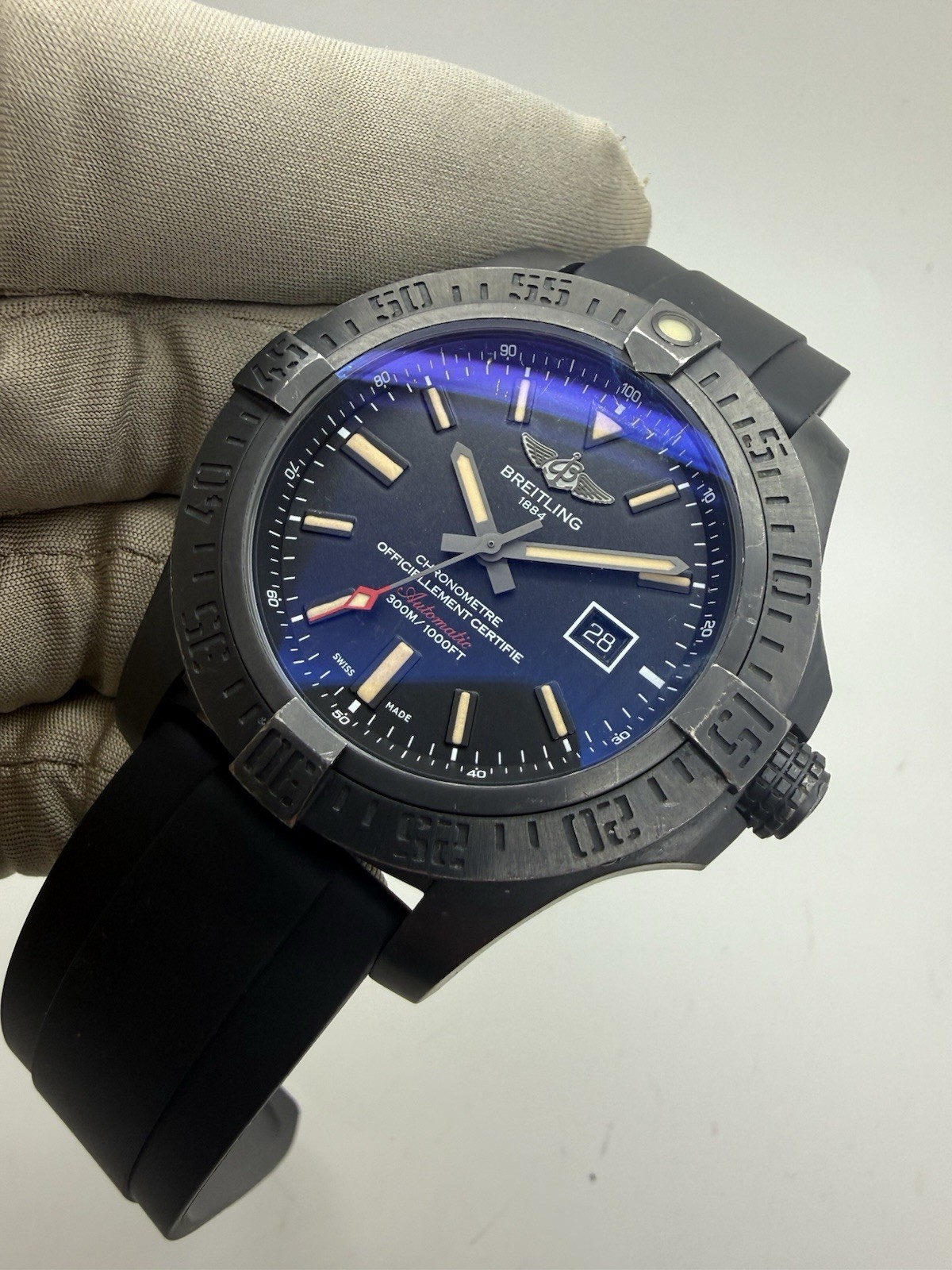 2017 Breitling Avenger Blackbird 48mm Automatic Rubber Strap Watch V17310 B+P