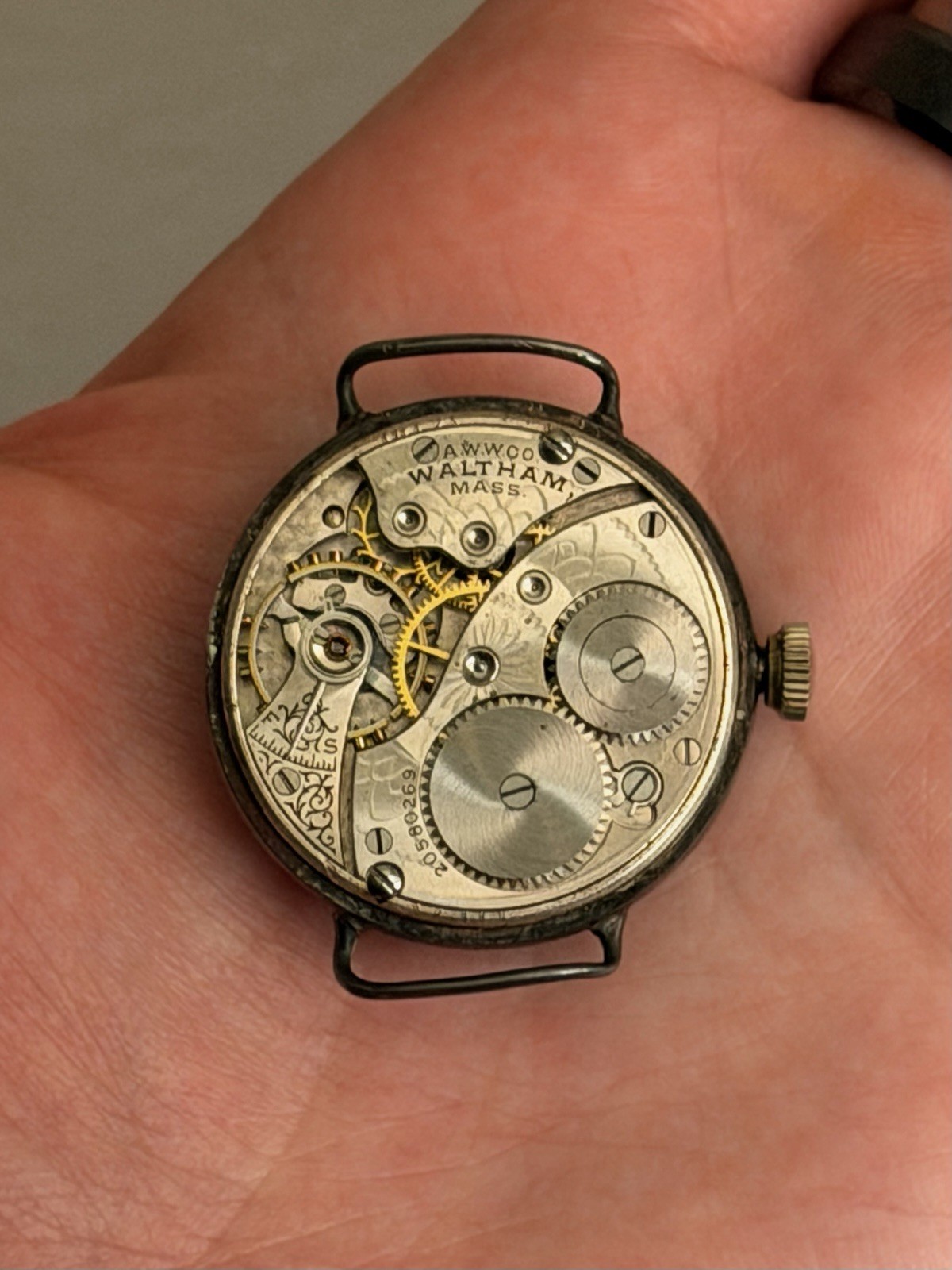 WWI Waltham Sterling Silver Trench Watch (1916) – Engraved Ord. Dept. Officer