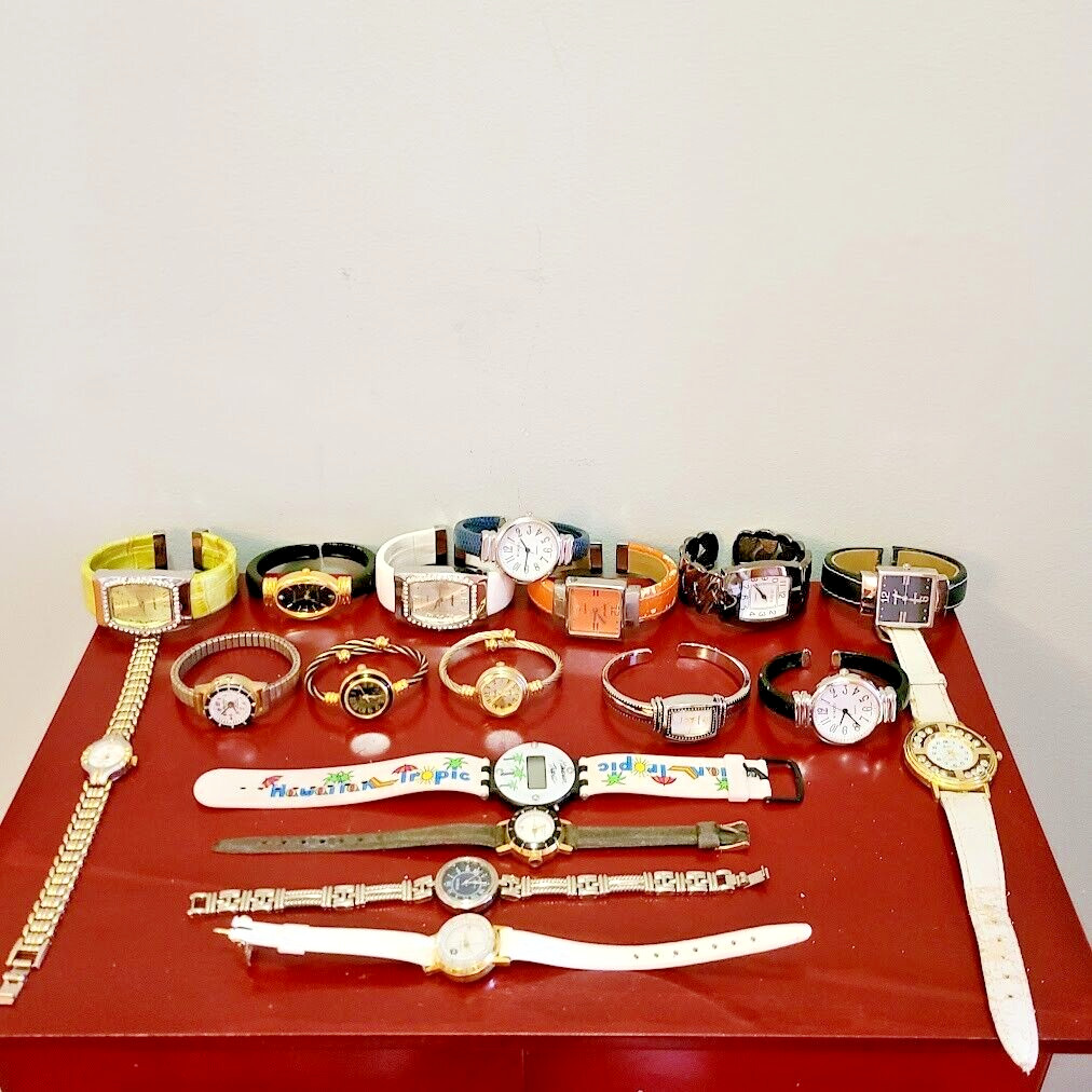 Lot 18 Women’s Fashion Wristwatches – Assorted Ladies Styles / Designs / Makers