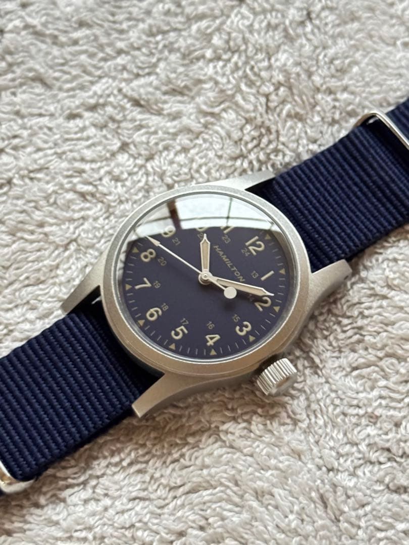 Hamilton Khaki Blue Manual Mechanical 33mm Watch SHIPS Limited Japan 072694