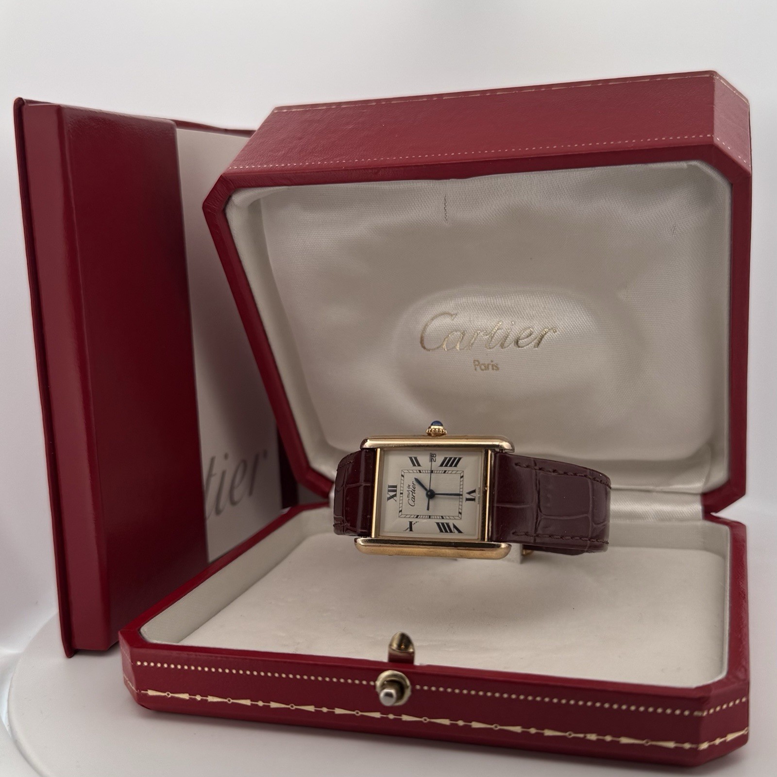 Cartier Must de Cartier Tank Vermeil Date 25mm Quartz Men’s Watch Ref. 2413