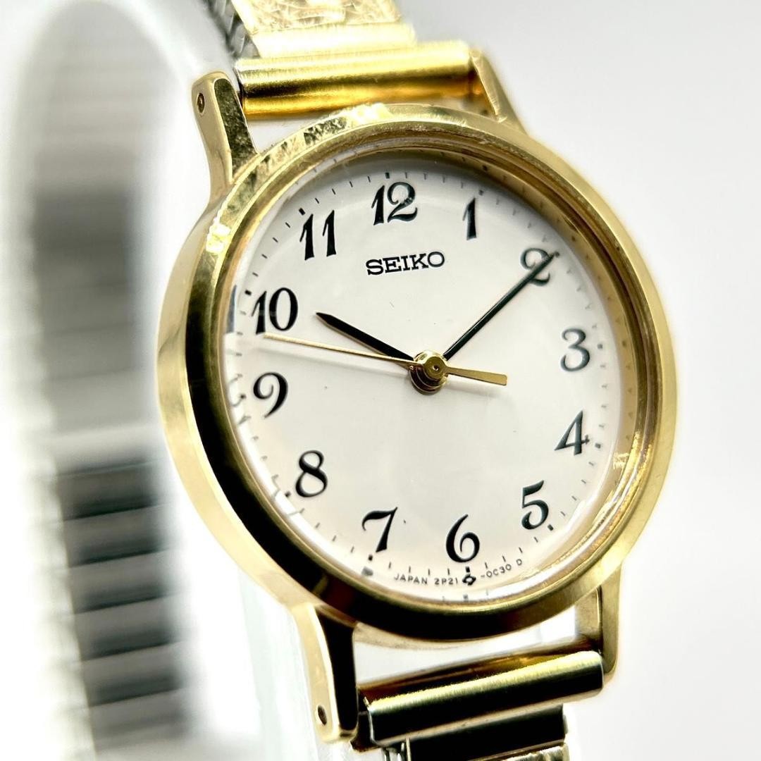 Seiko Ladies Quartz Gold Round Vintage Analog Watch 24.5 mm