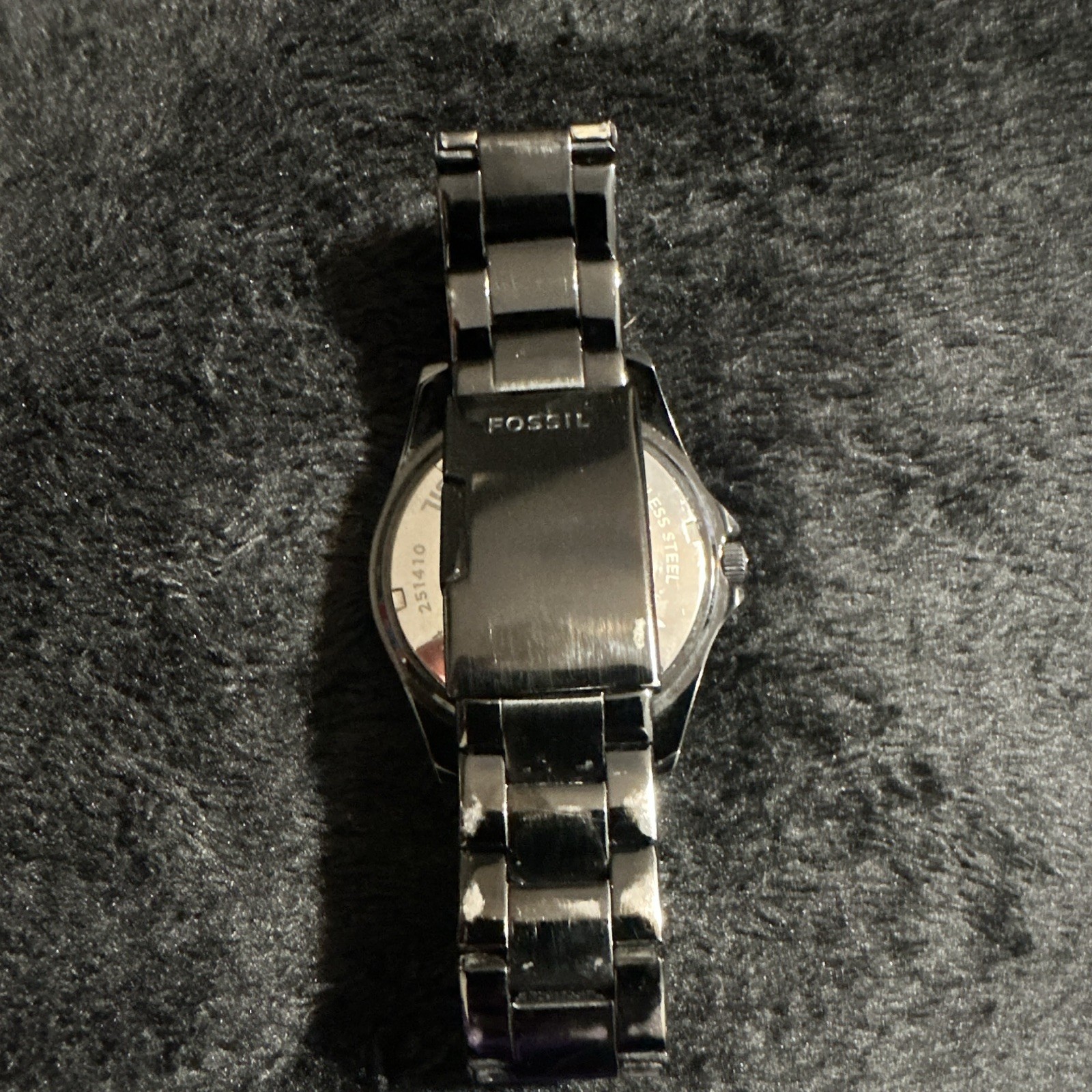 Fossil Women’s Black Stainless Steel Analog Quartz Watch Crystal Bezel 38mm