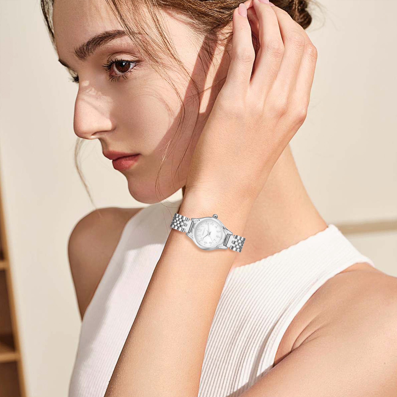 Women’s Thin Small Round Case Quartz Analog Waterproof Wrist Watches Dress Gift