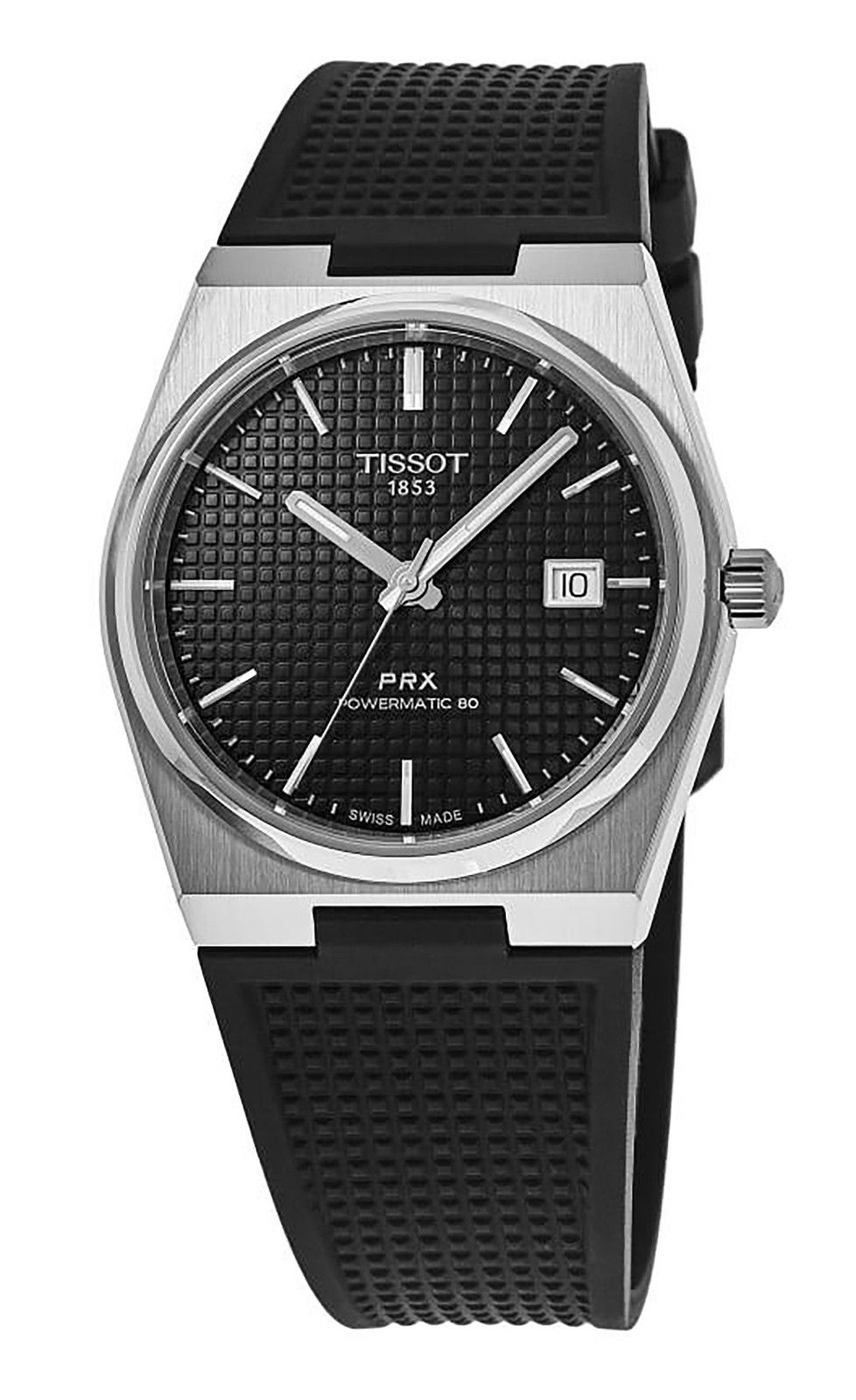 Tissot PRX T-Classic Powermatic 80 Swiss Made Rubber Strap Black 100M Mens Watch