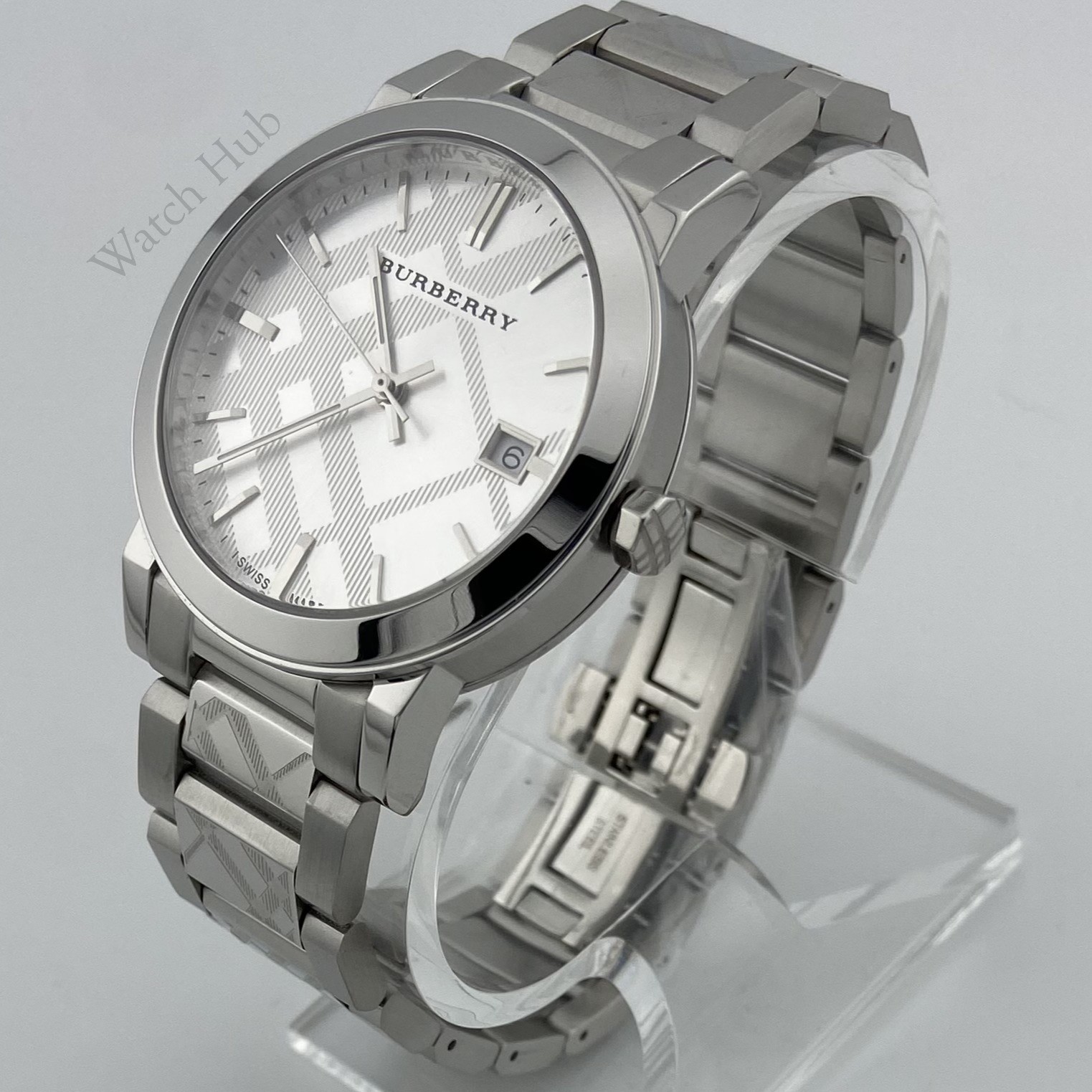 New Burberry BU9144 The City Women’s Stainless Steel Silvertone 34mm Swiss Watch