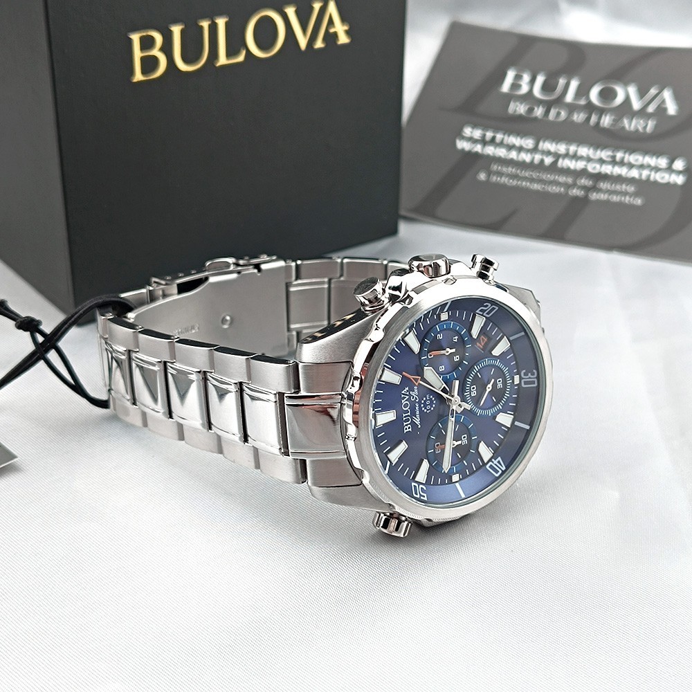 Bulova Marine Star Chronograph 96B256 Blue Dial Stainless Steel Men’s Watch