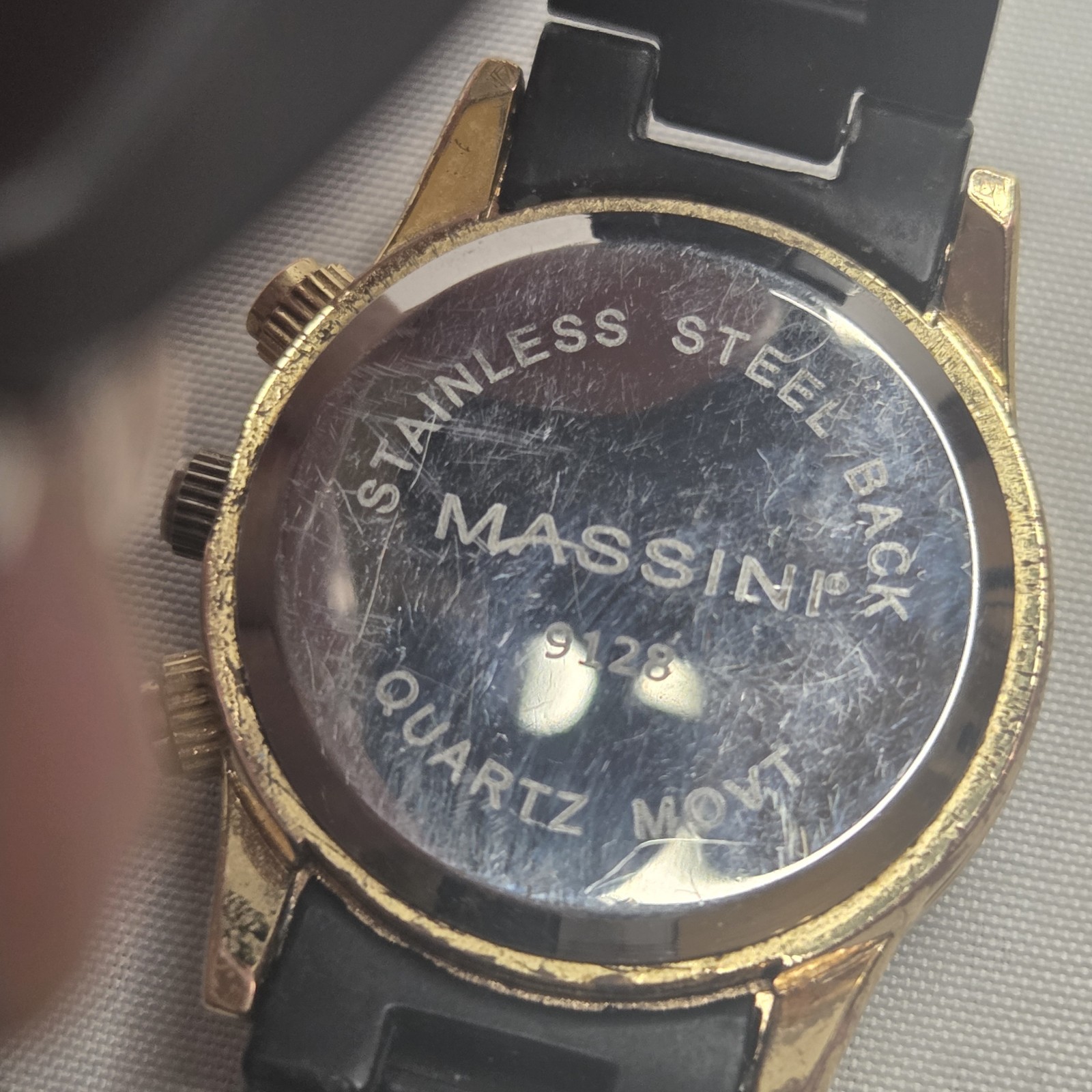 Massini Black & Gold Tone Chronograph Style Quartz Men Wristwatch Sport WORKS