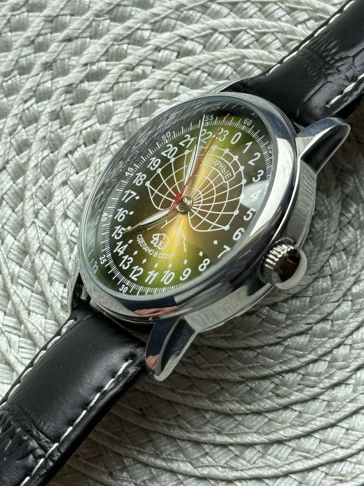 Watch Raketa 24h Automatic Wrist Men Russian Soviet USSR Polar Day Vintage Rare