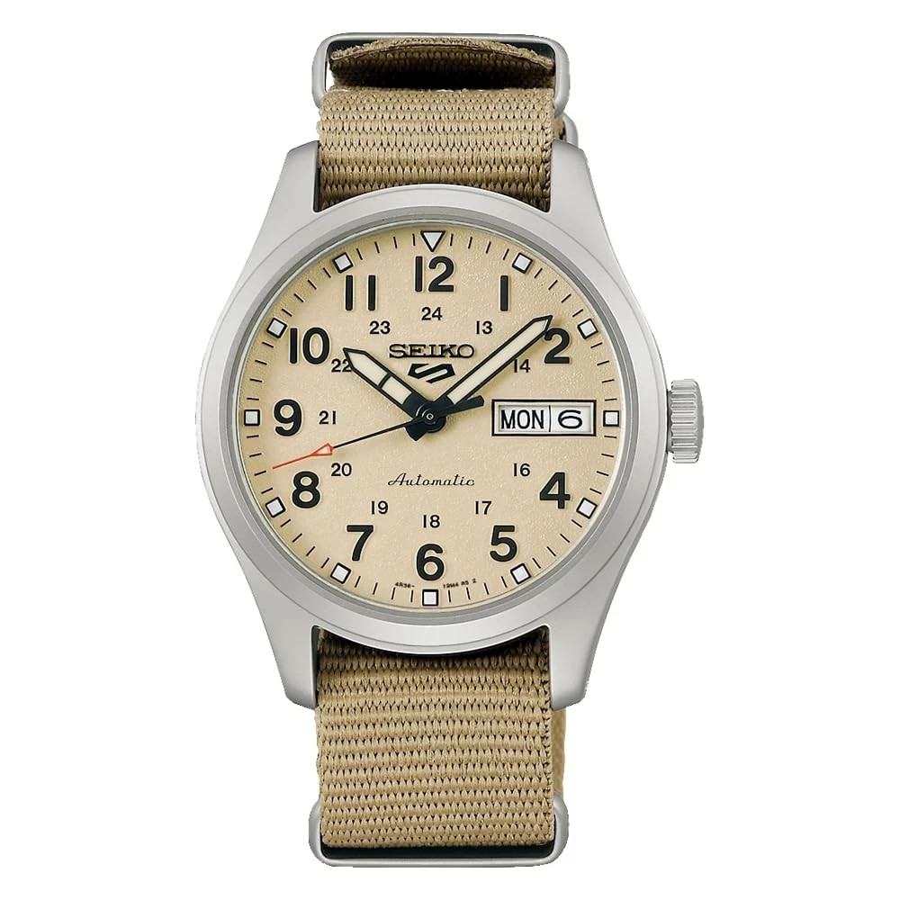 Seiko Unisex 5 Sports Automatic Beige Dial Watch – SRPJ83K1 NEW