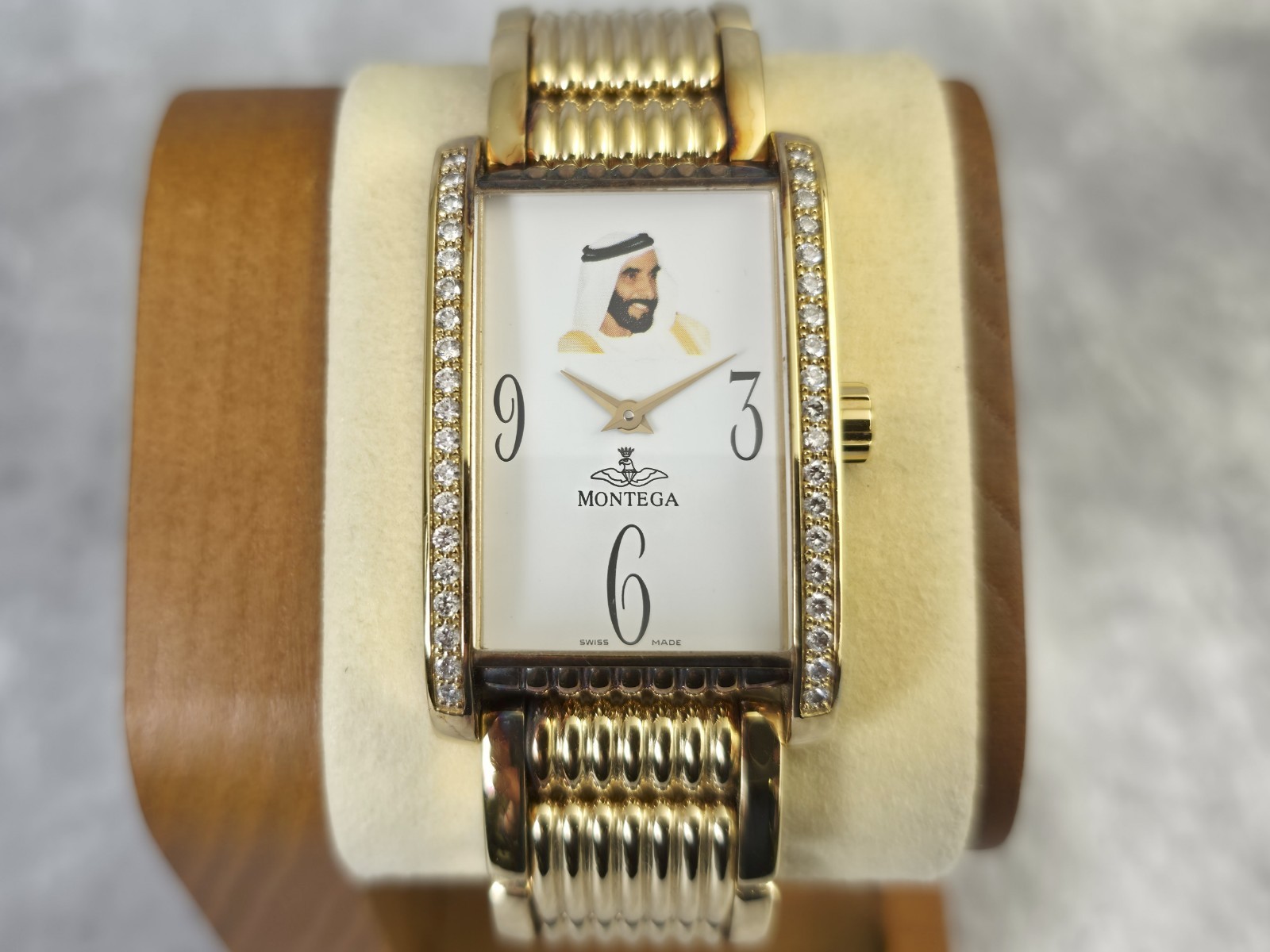 Montega Sheikh Zayed gold diamond bezel Quartz Swiss Unisex watch