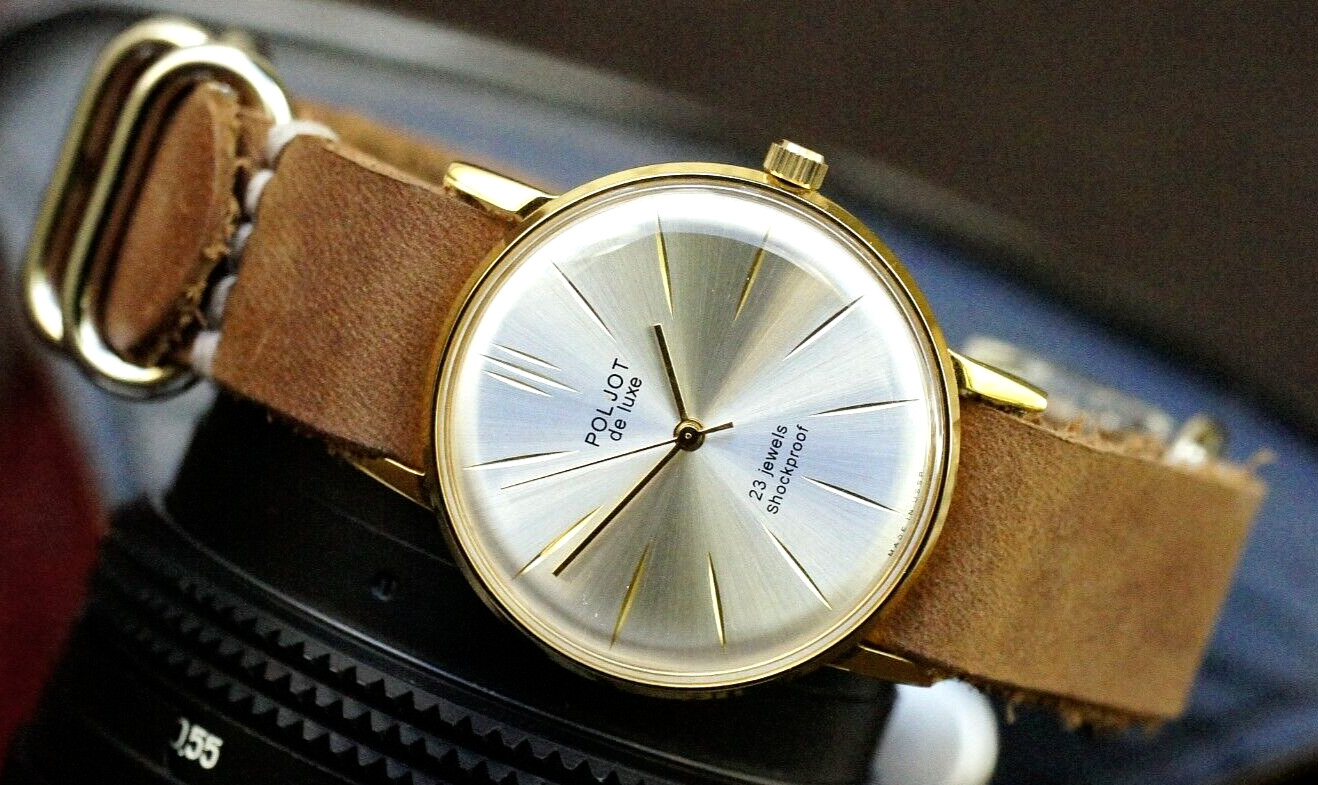 Watch POLJOT Ultra SLIM De Luxe Luxury Mechanical leather strap Men’s Vintage