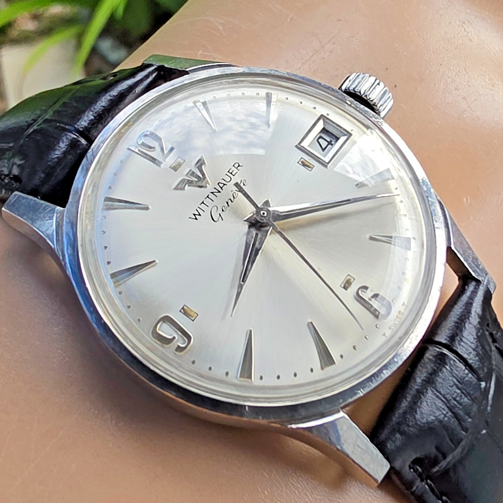 Vintage WITTNAUER Geneve men’s manual wind watch Date swiss 1960s #2