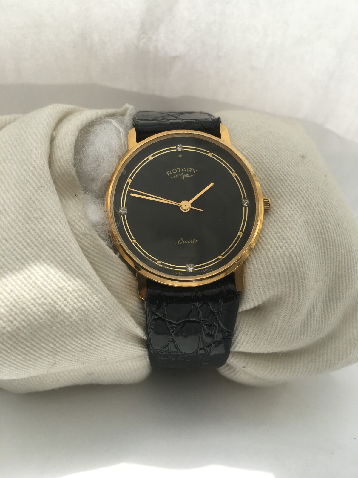 Rotary Unisex Swiss Made Quartz 50MT WR Stone Dial Leather Strap Watch 217913345