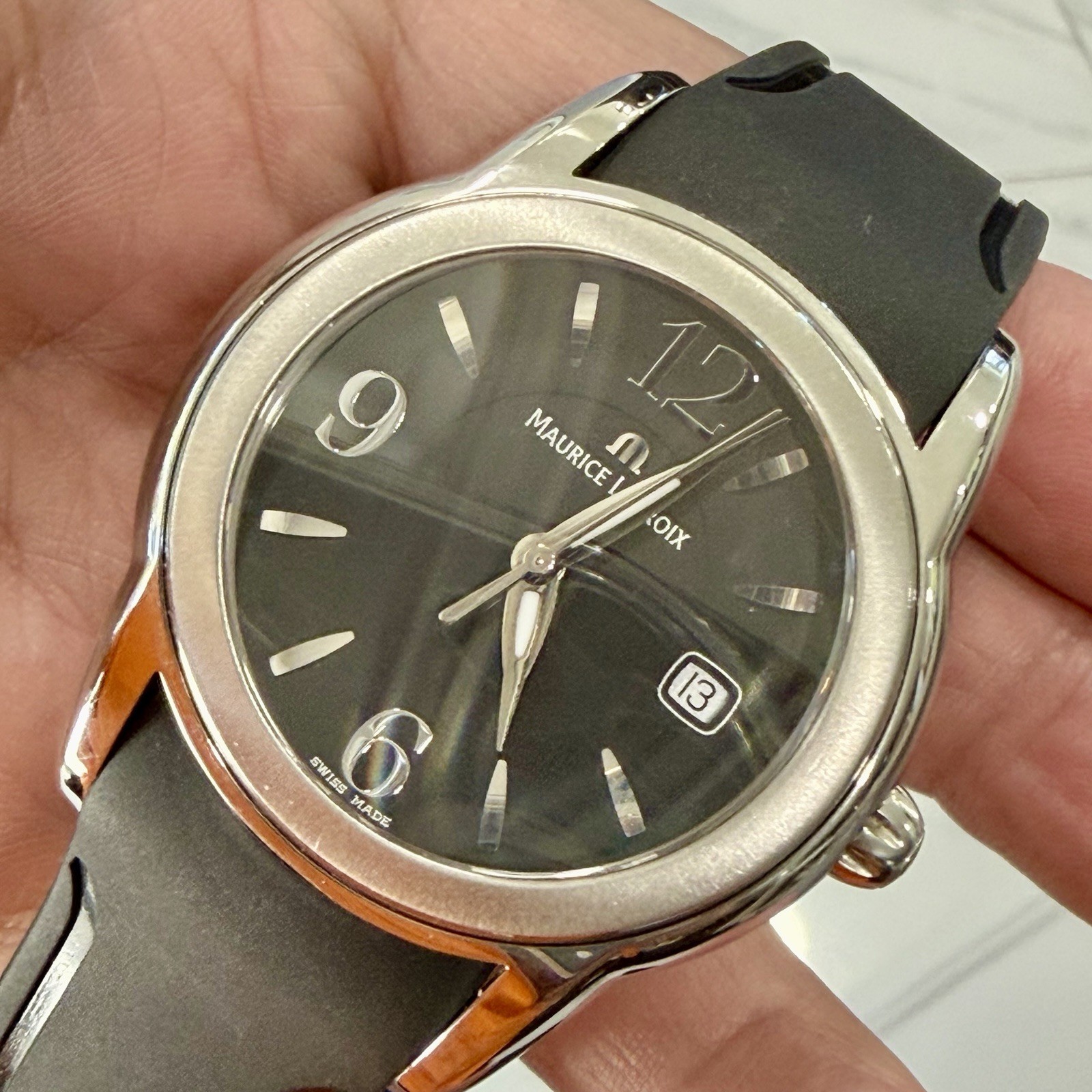 MAURICE LACROIX Sphere SH1018 42mm Date Stainless Steel Quartz Men’s Watch RUNS!