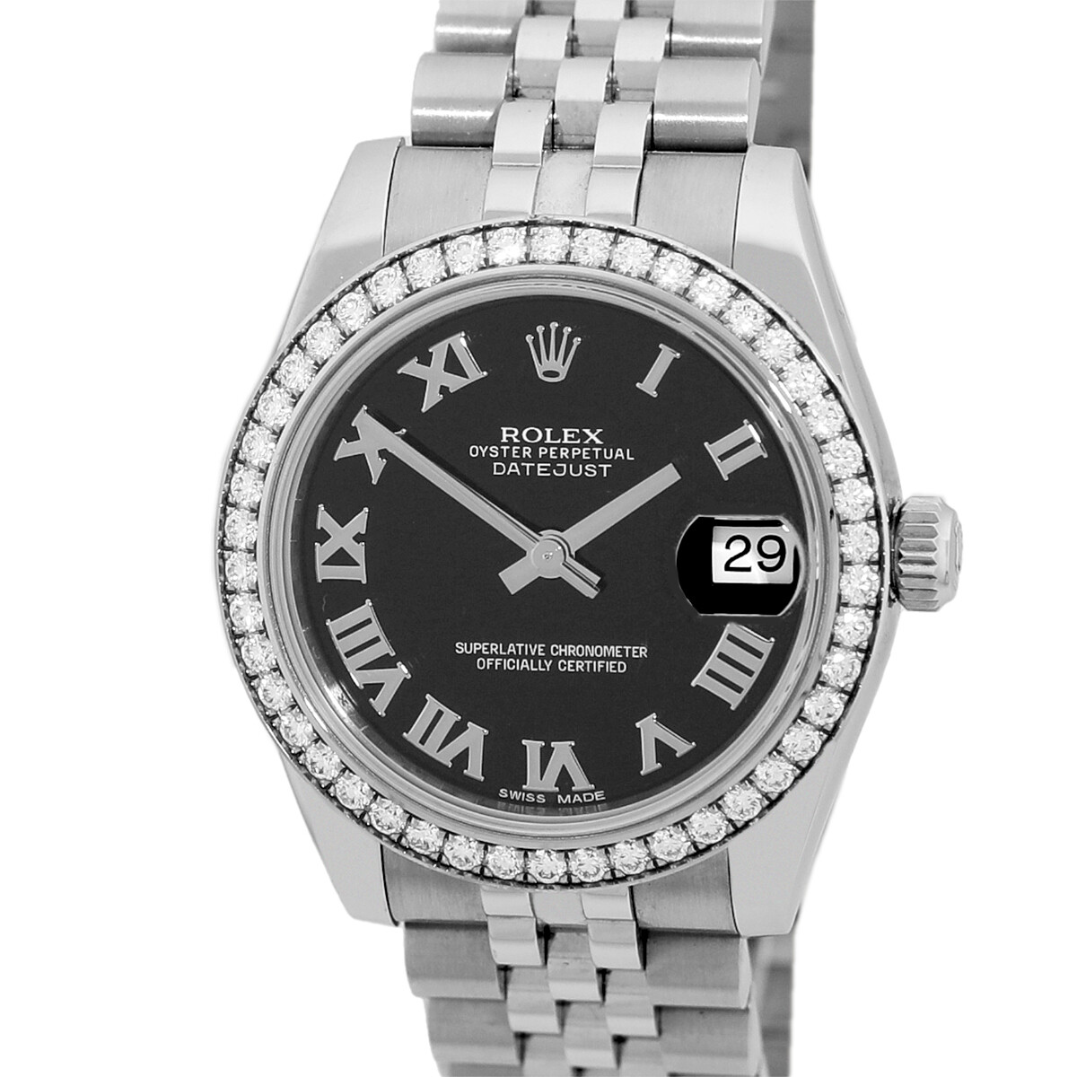 ROLEX Stainless Steel Datejust 31mm Factory Diamond Bezel 178384 Warranty 2014