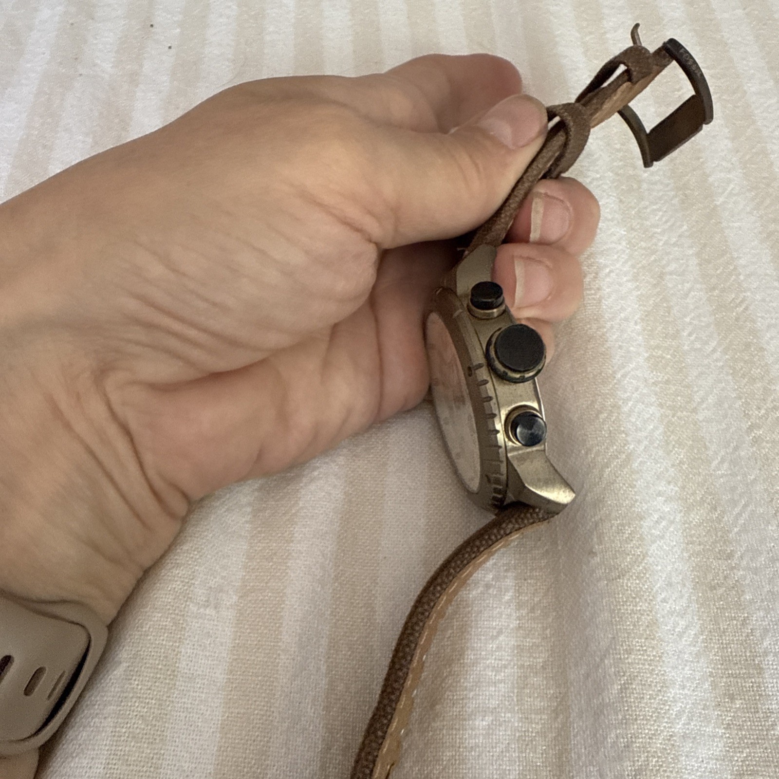 Fossil Men’s Chronograph Bronze Watch Canvas/leather Strap