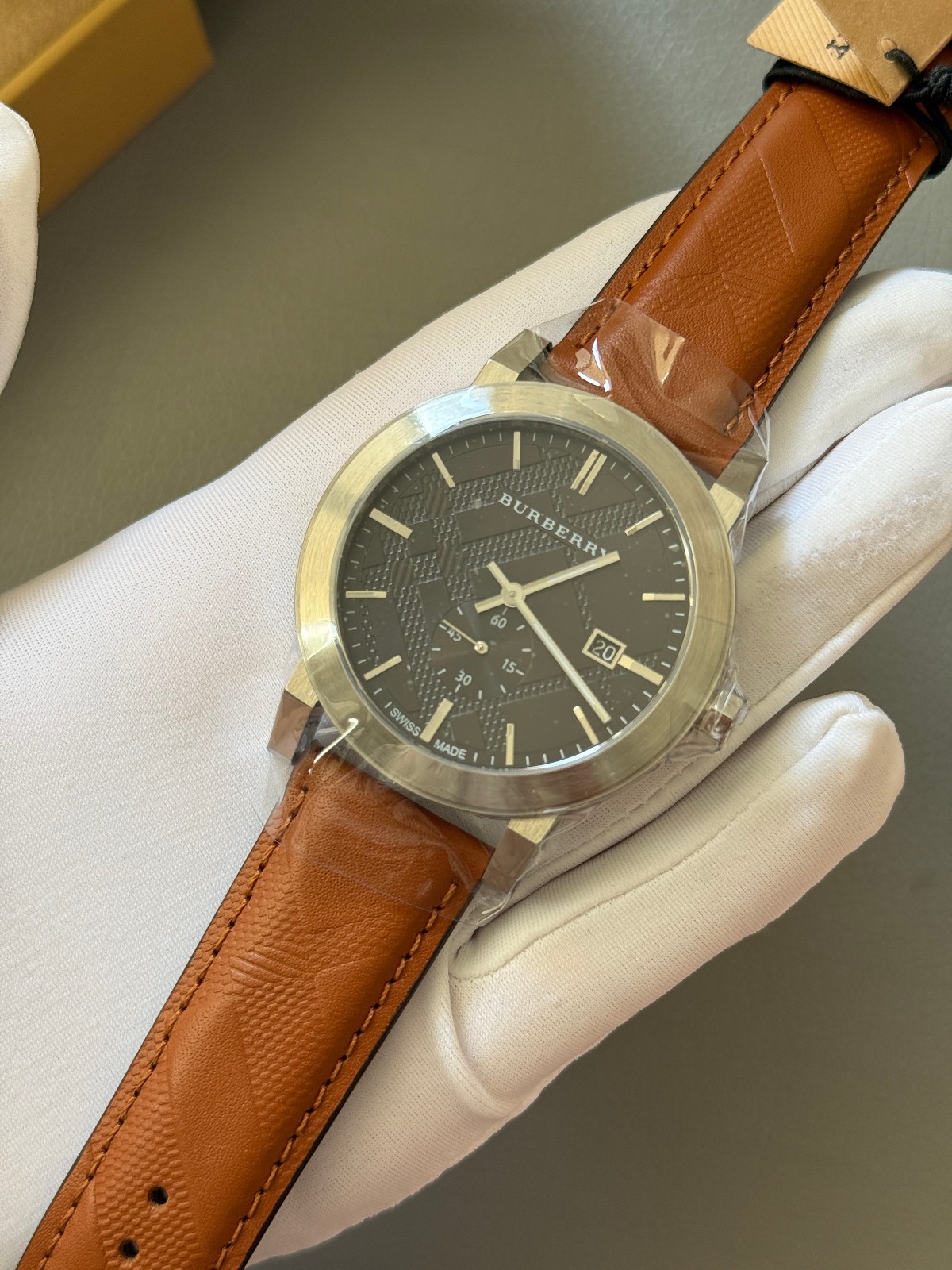 Burberry BU9905 The City 42mm Silver Case Brown Leather Strap Men’s Watch